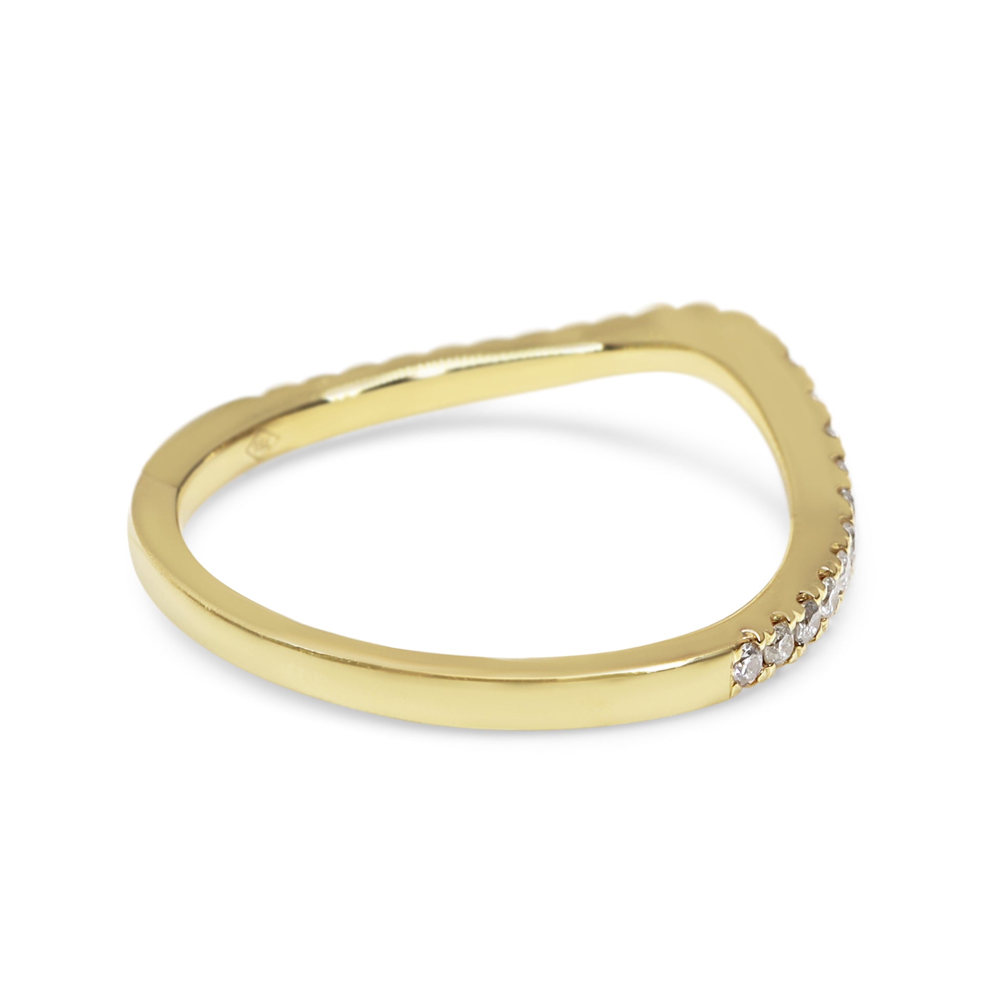 18ct Yellow Gold Diamond Curved Band Ring