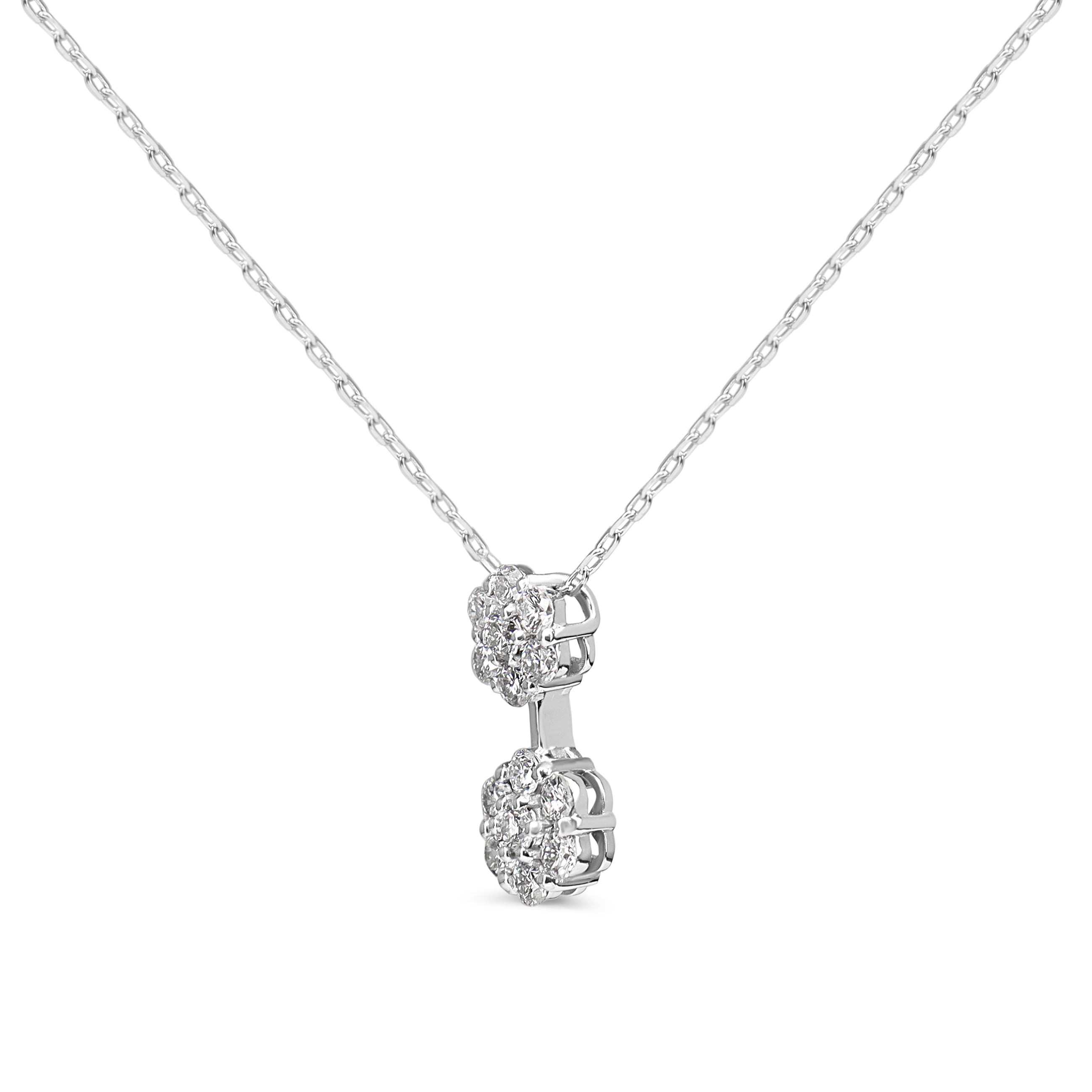 Platinum Drop Cluster Diamond Necklace