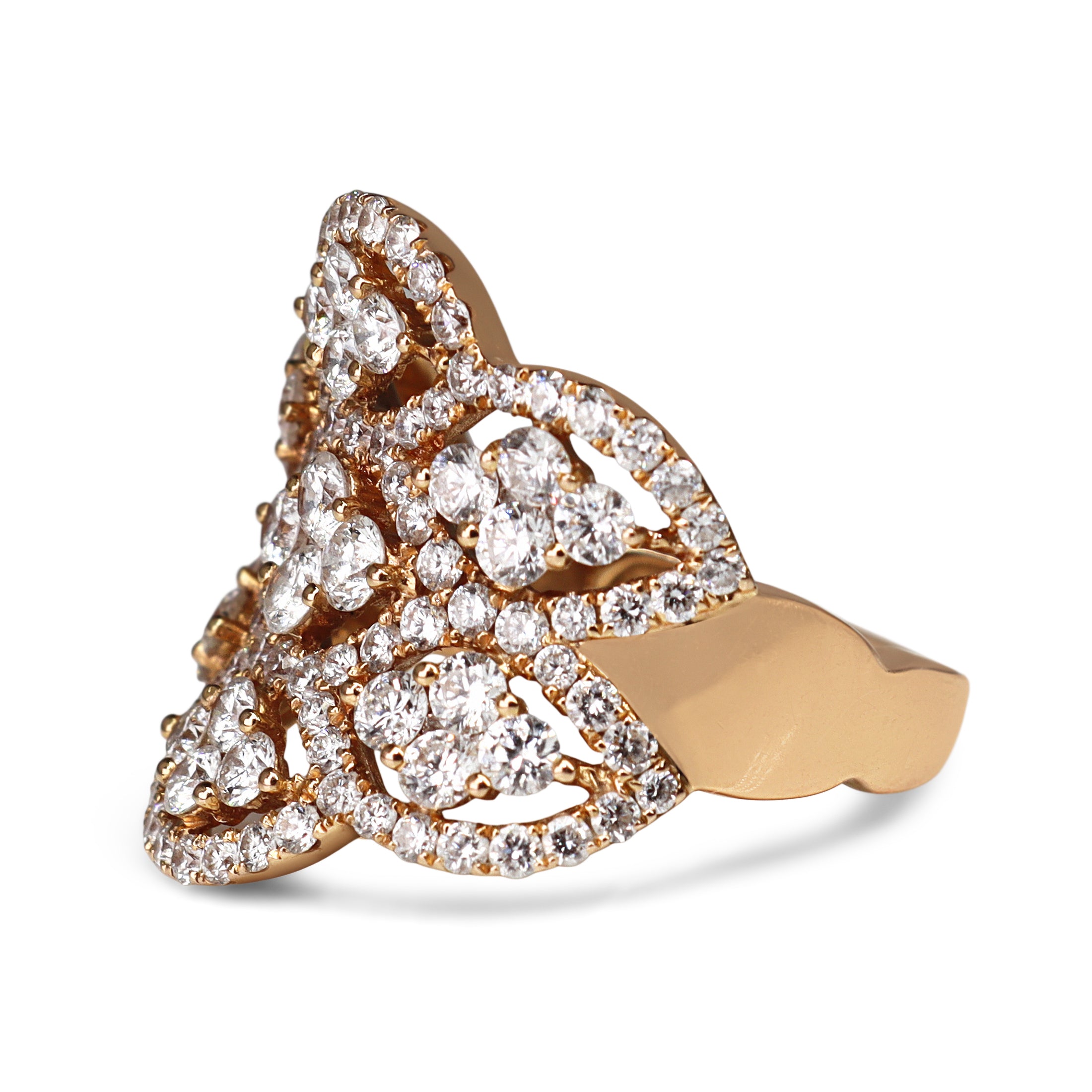 18ct Rose Gold Large Cocktail Cluster Diamond Ring