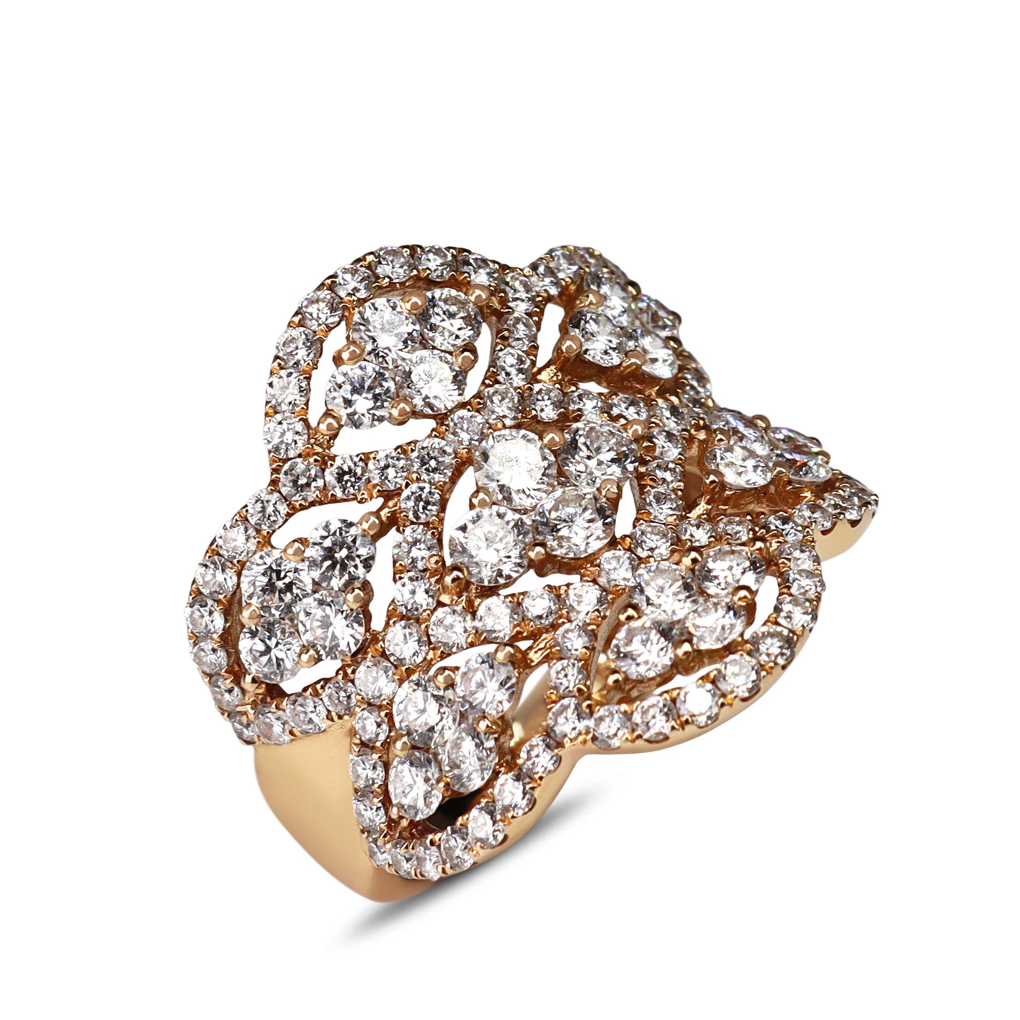 18ct Rose Gold Large Cocktail Cluster Diamond Ring