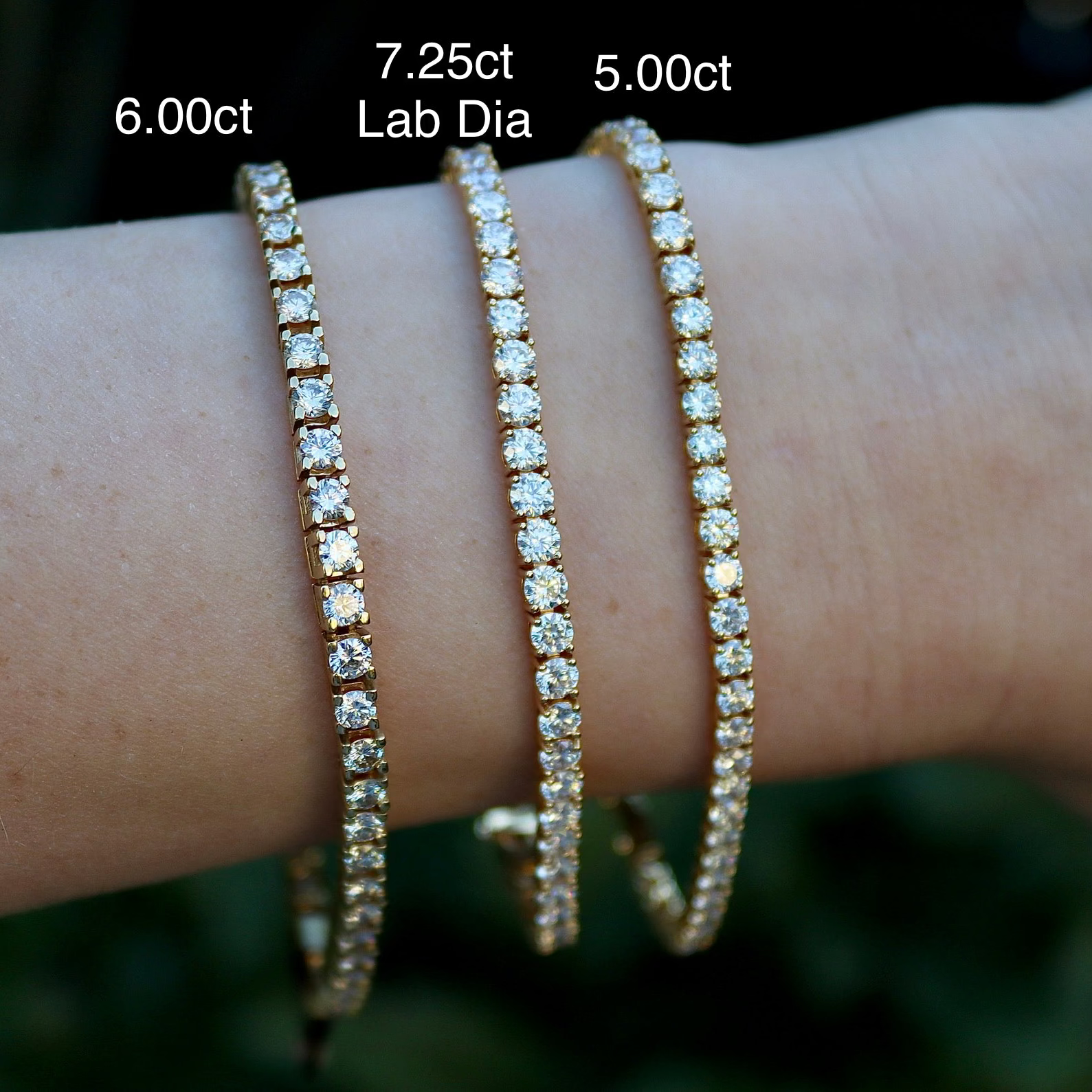 Pulsera de oro amarillo de 18 qt con diamantes cultivados en laboratorio de 7,25 ct