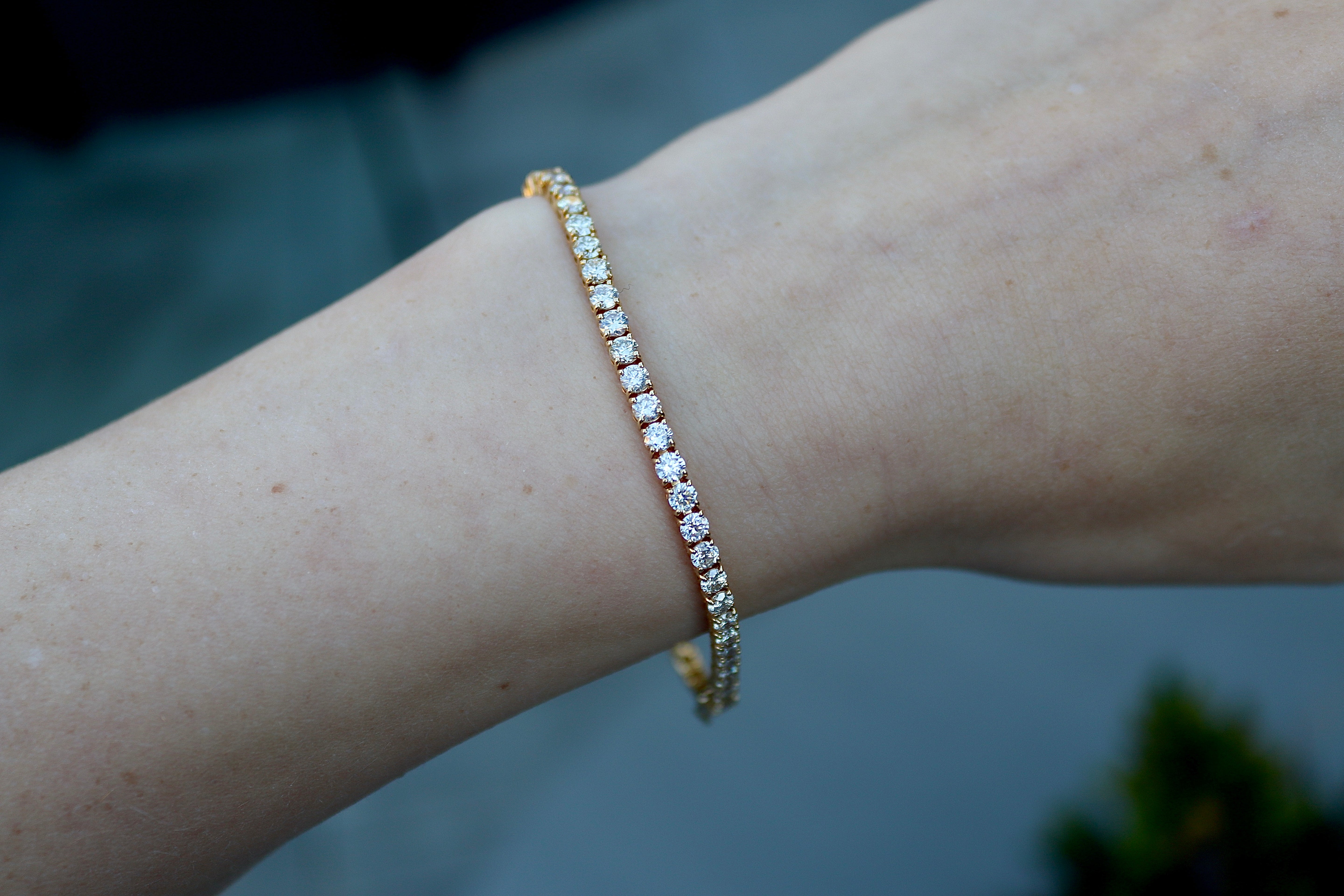 18ct Yellow Gold Graduated 5.00ct Diamond Tennis Bracelet