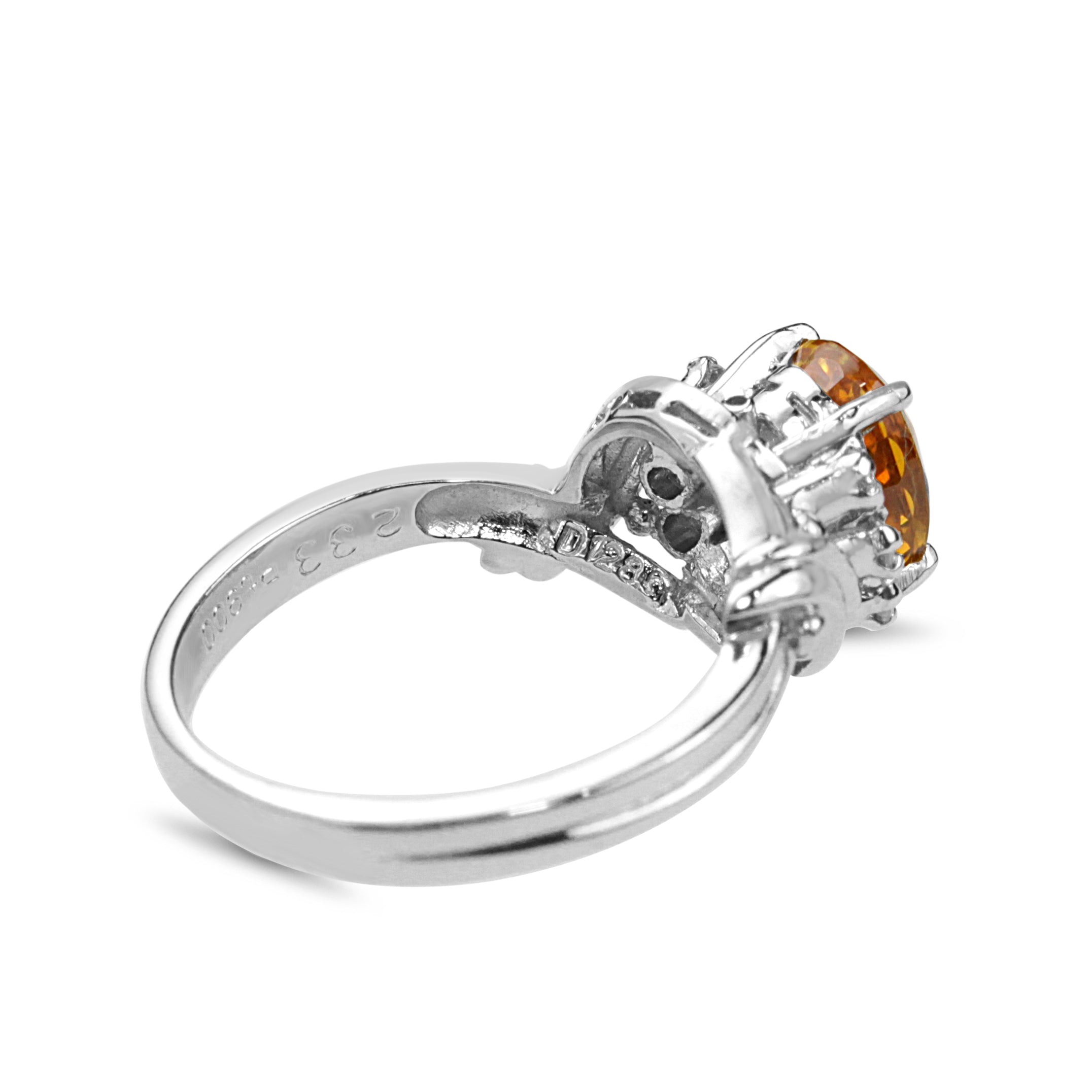 Platinum Yellow / Green Parti Sapphire and Diamond Vintage Ring