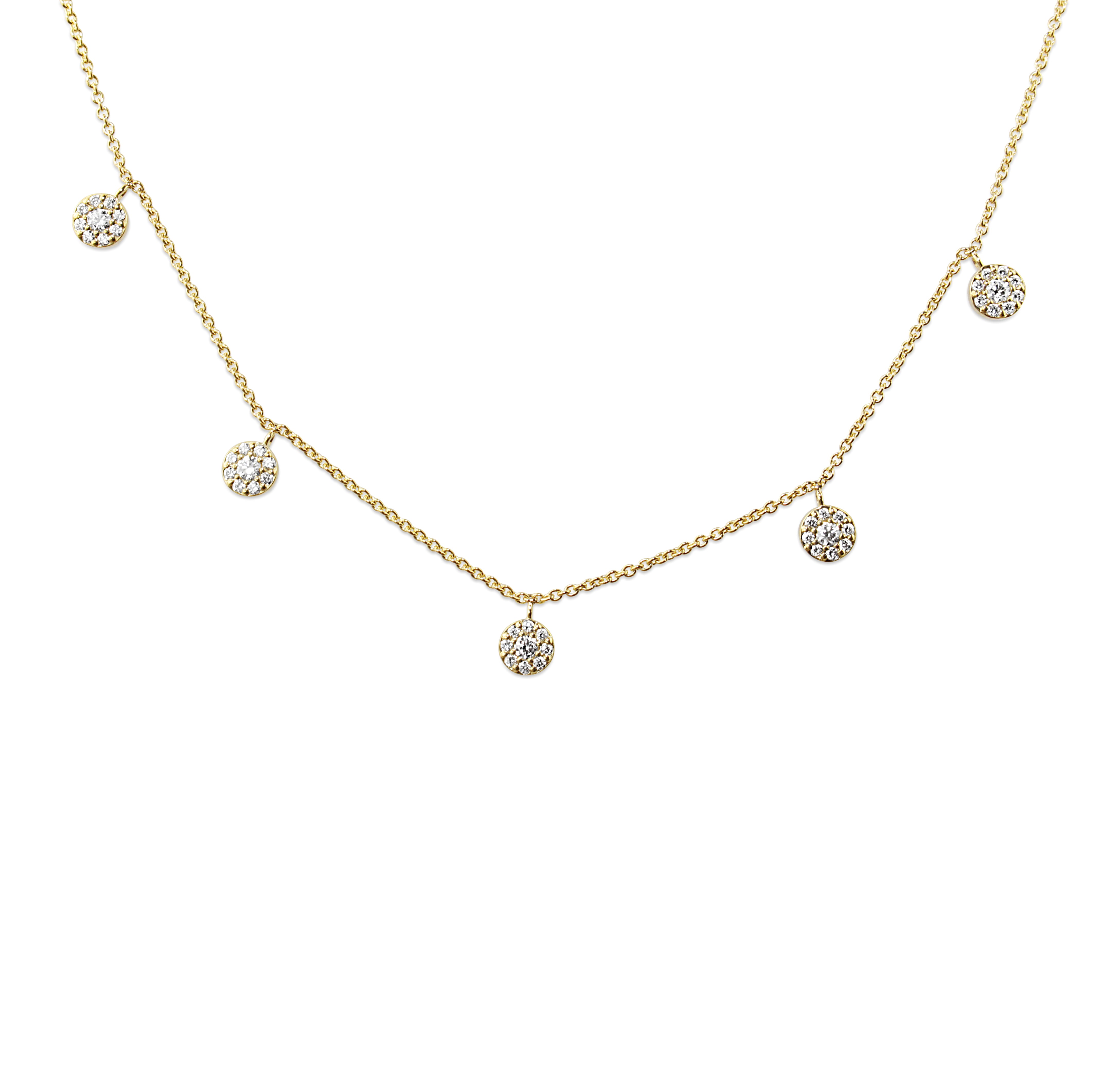 9ct Yellow Gold Diamond Clusters Necklace