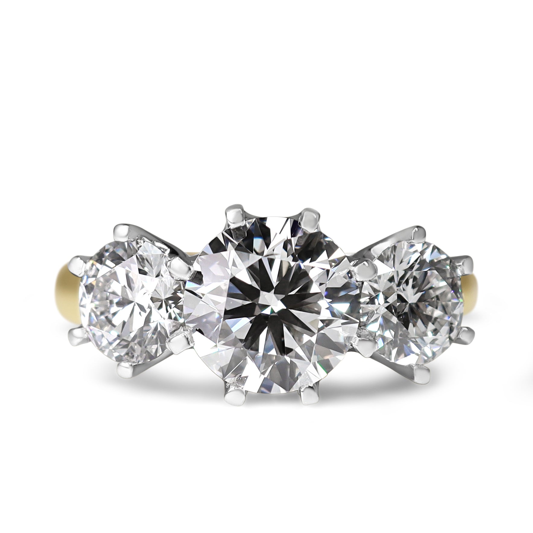 18ct Yellow and White Gold Lab Grown Diamond 3 Stone Ring