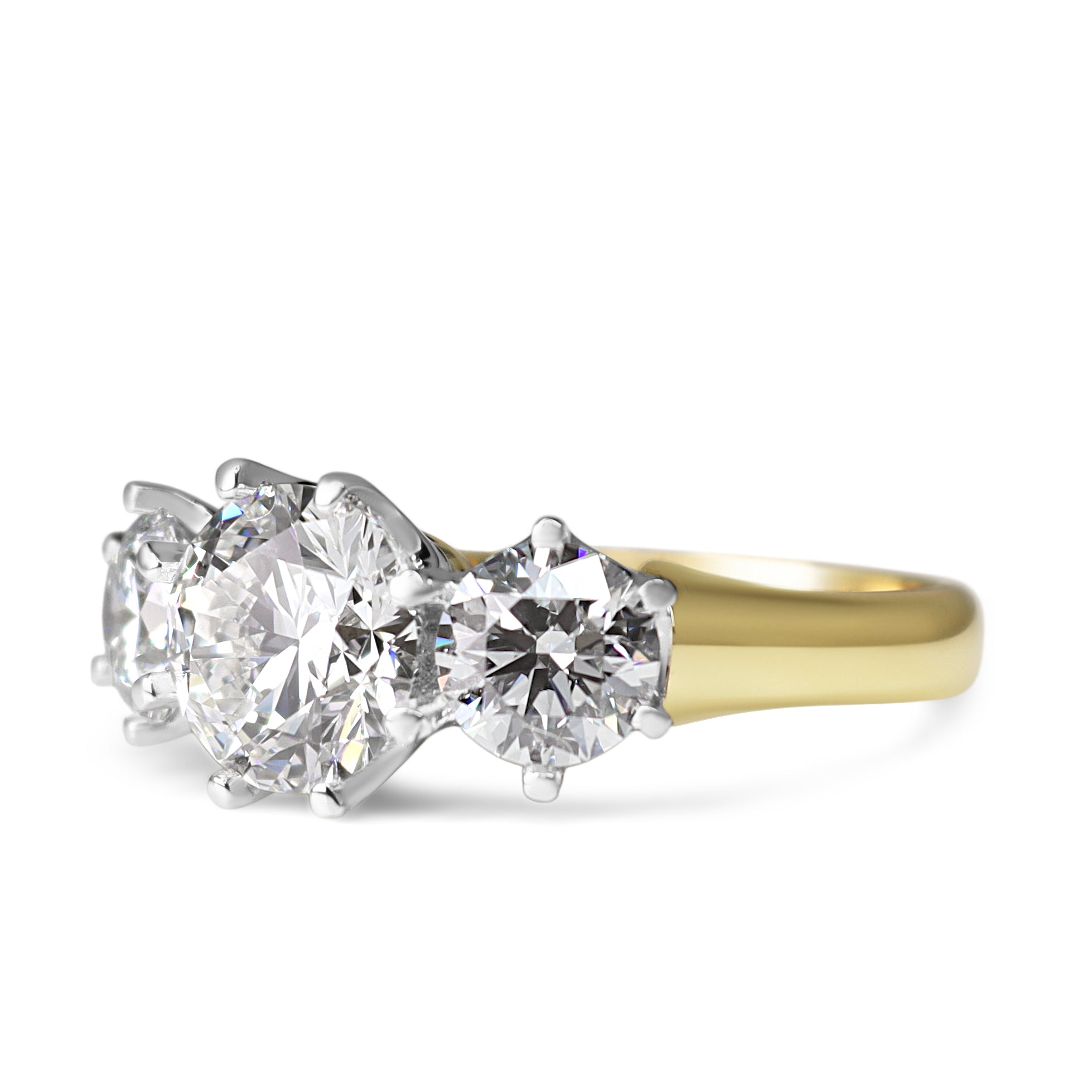 18ct Yellow and White Gold Lab Grown Diamond 3 Stone Ring