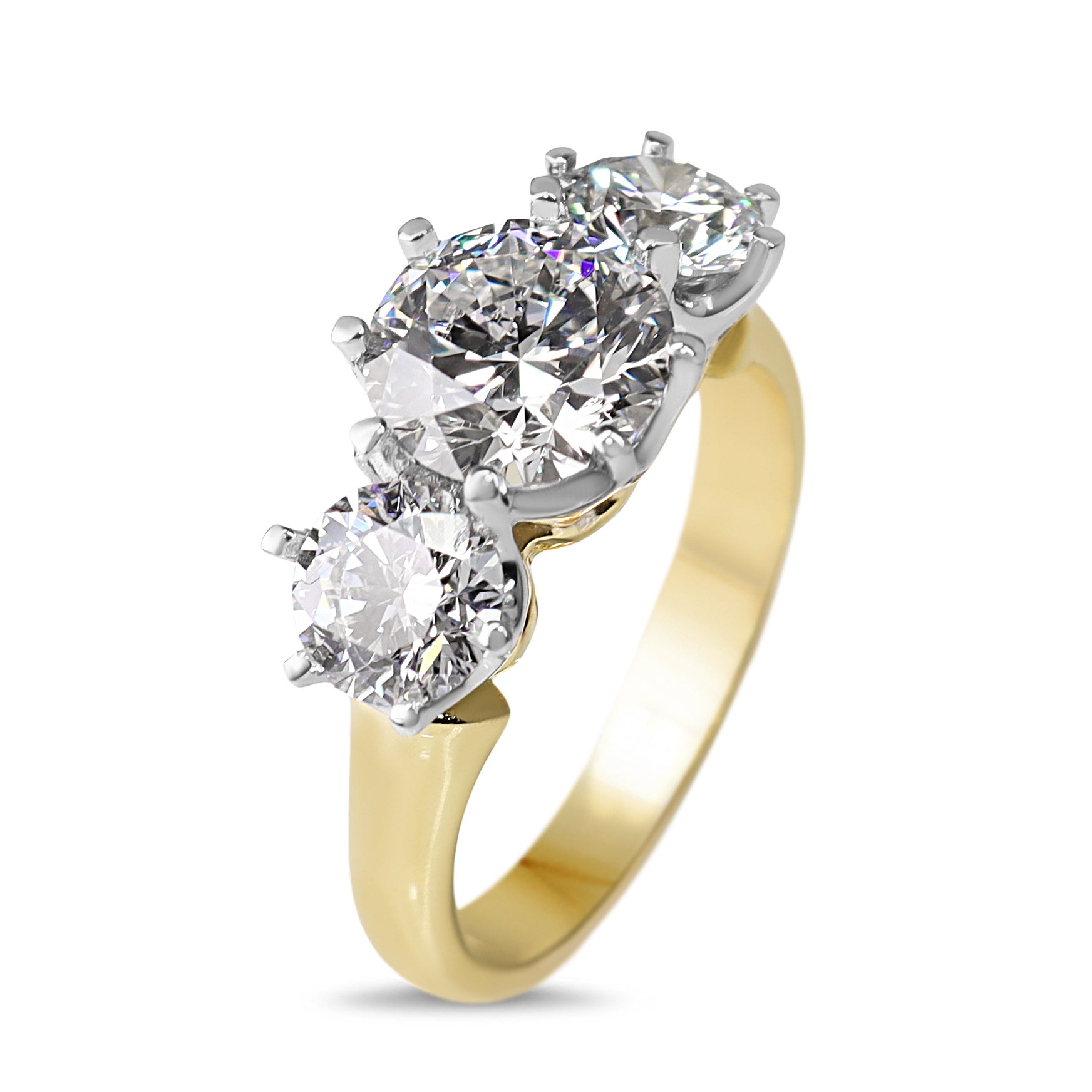 18ct Yellow and White Gold Lab Grown Diamond 3 Stone Ring