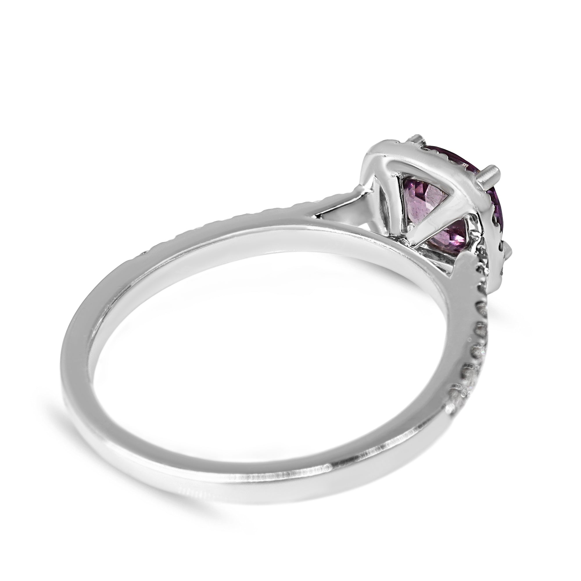 18ct White Gold Pink Sapphire and Diamond Halo Ring