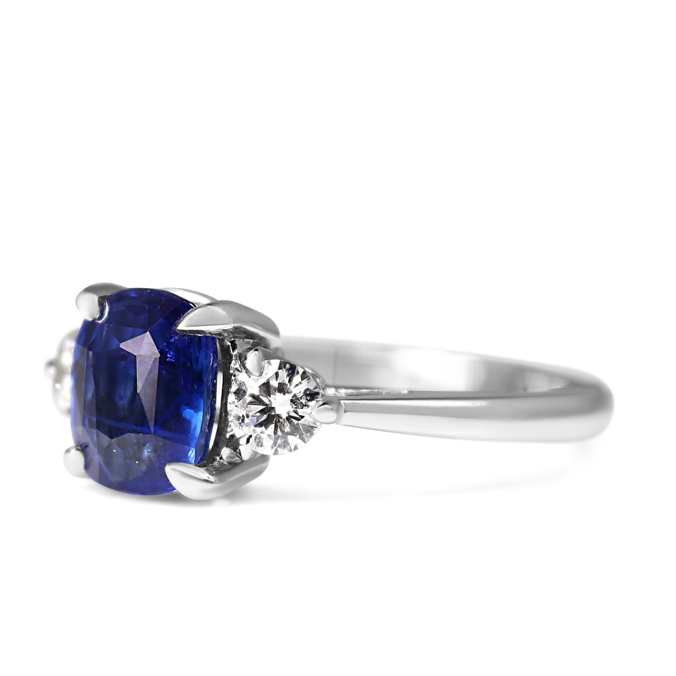 18ct White Gold Sapphire and Diamond 3 Stone Ring