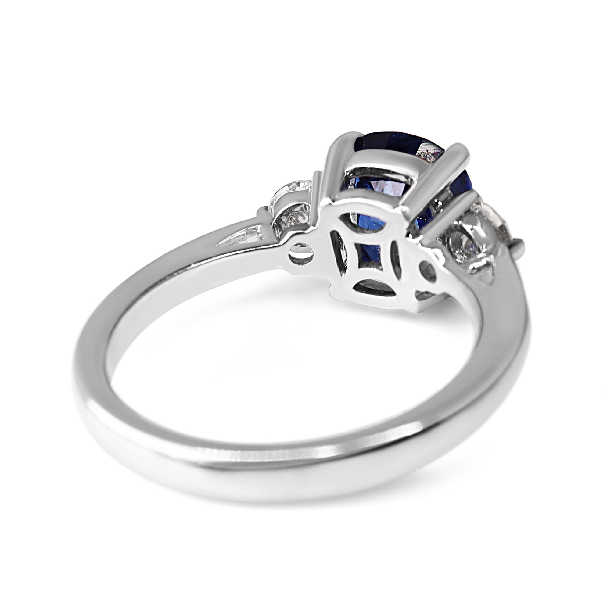 18ct White Gold Sapphire and Diamond 3 Stone Ring