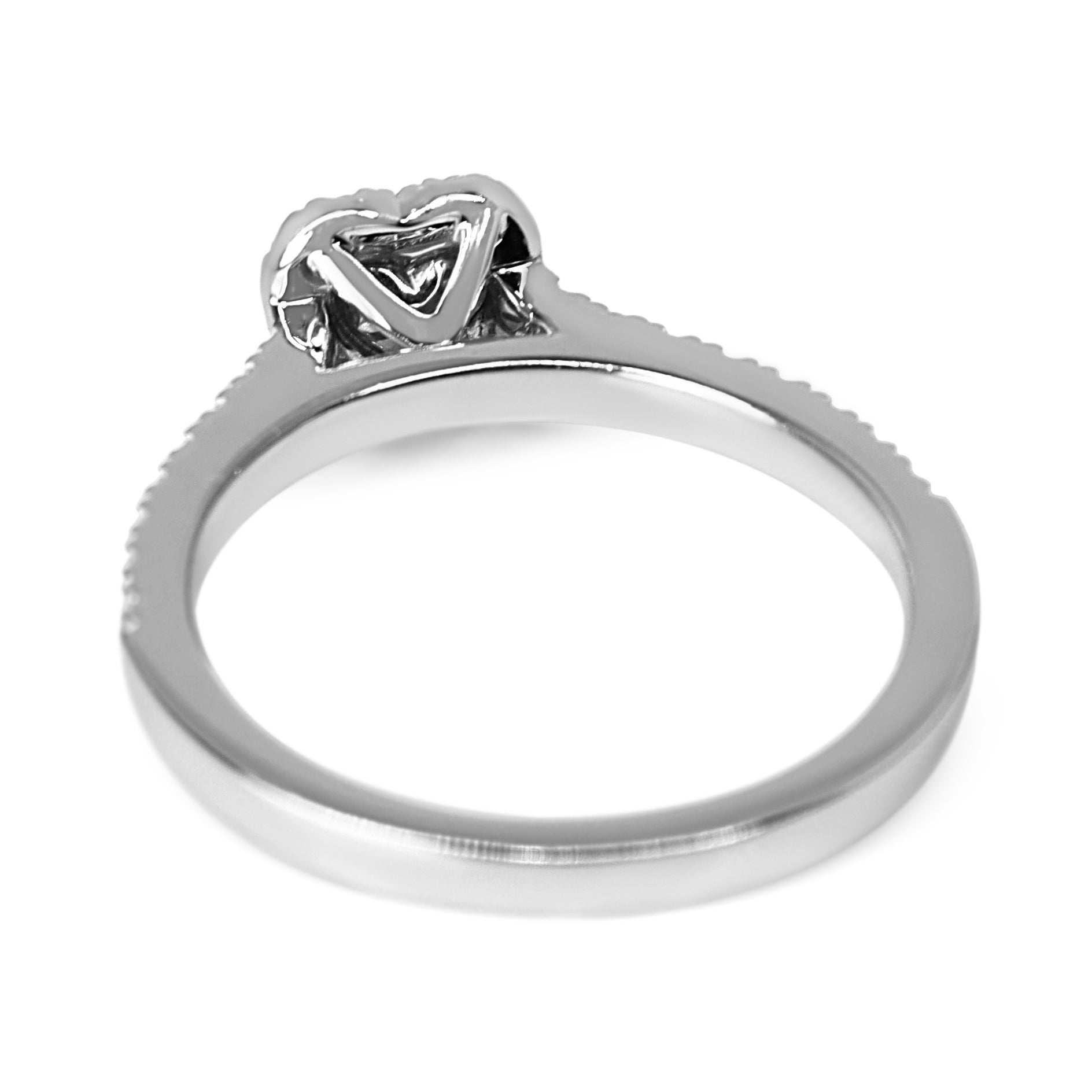 18ct White Gold Pink Diamond Heart Cut Halo Ring