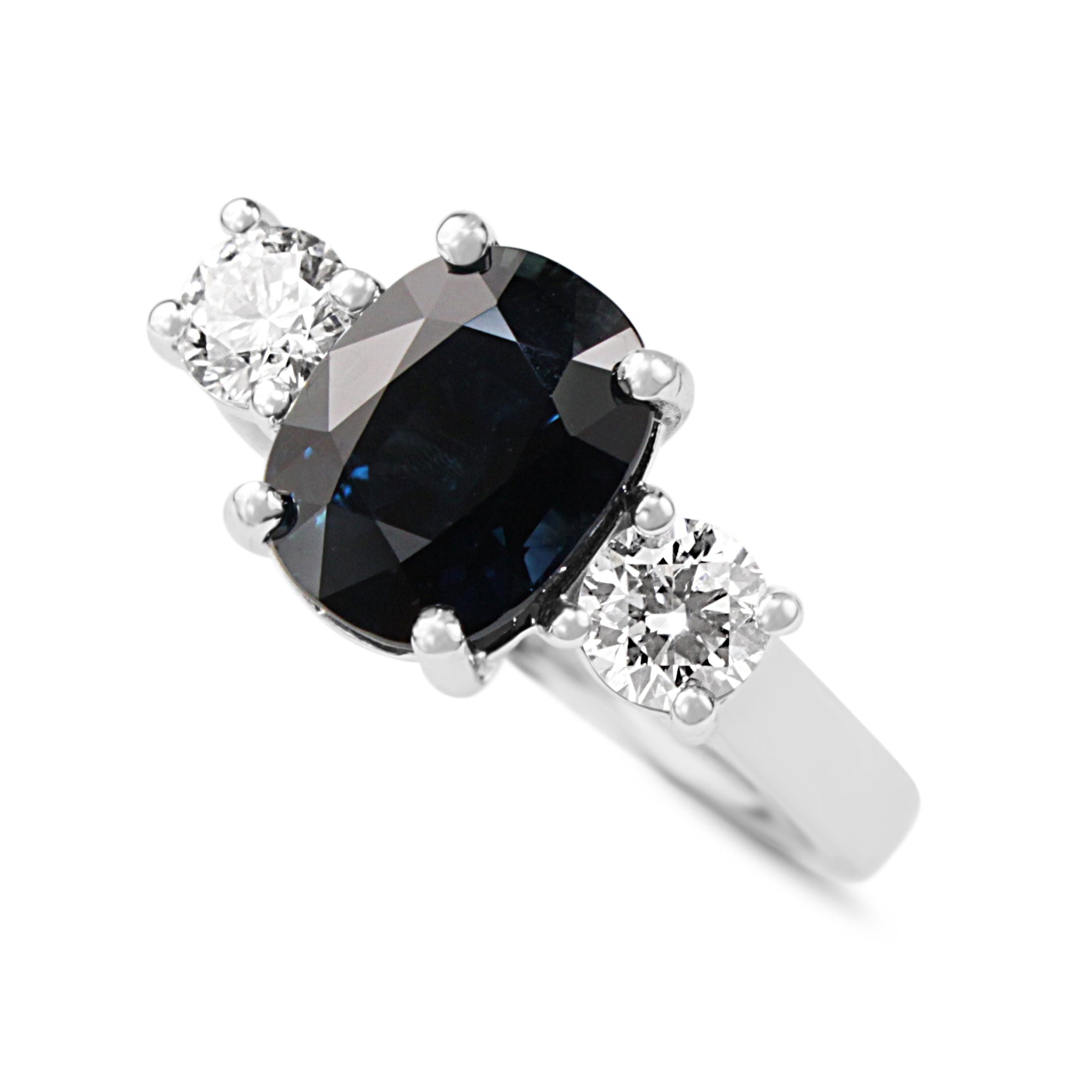 18ct White Gold Sapphire and Diamond 3 Stone Ring