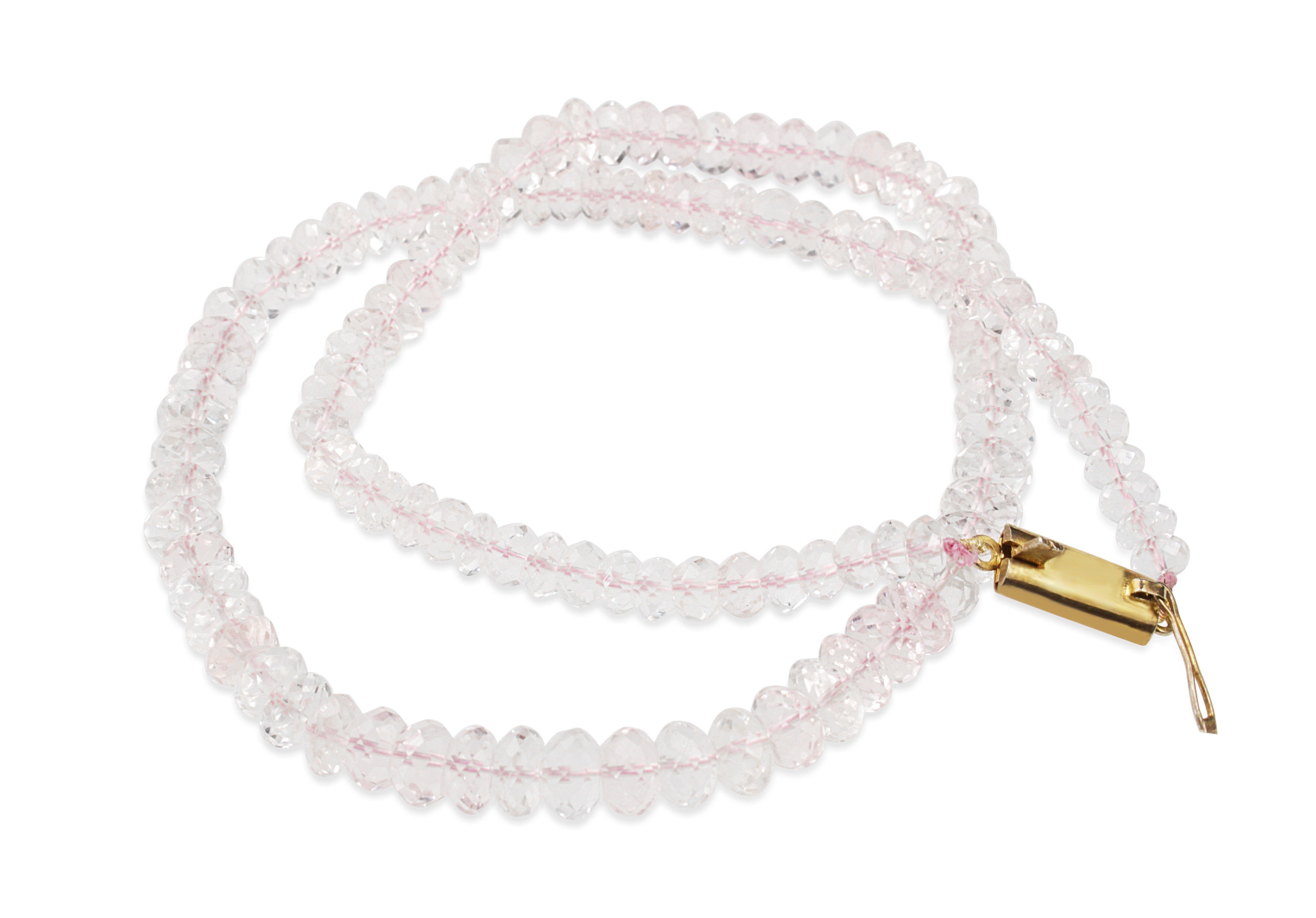 Graduated Faceted Morganite Necklace on Base Metal Clasp