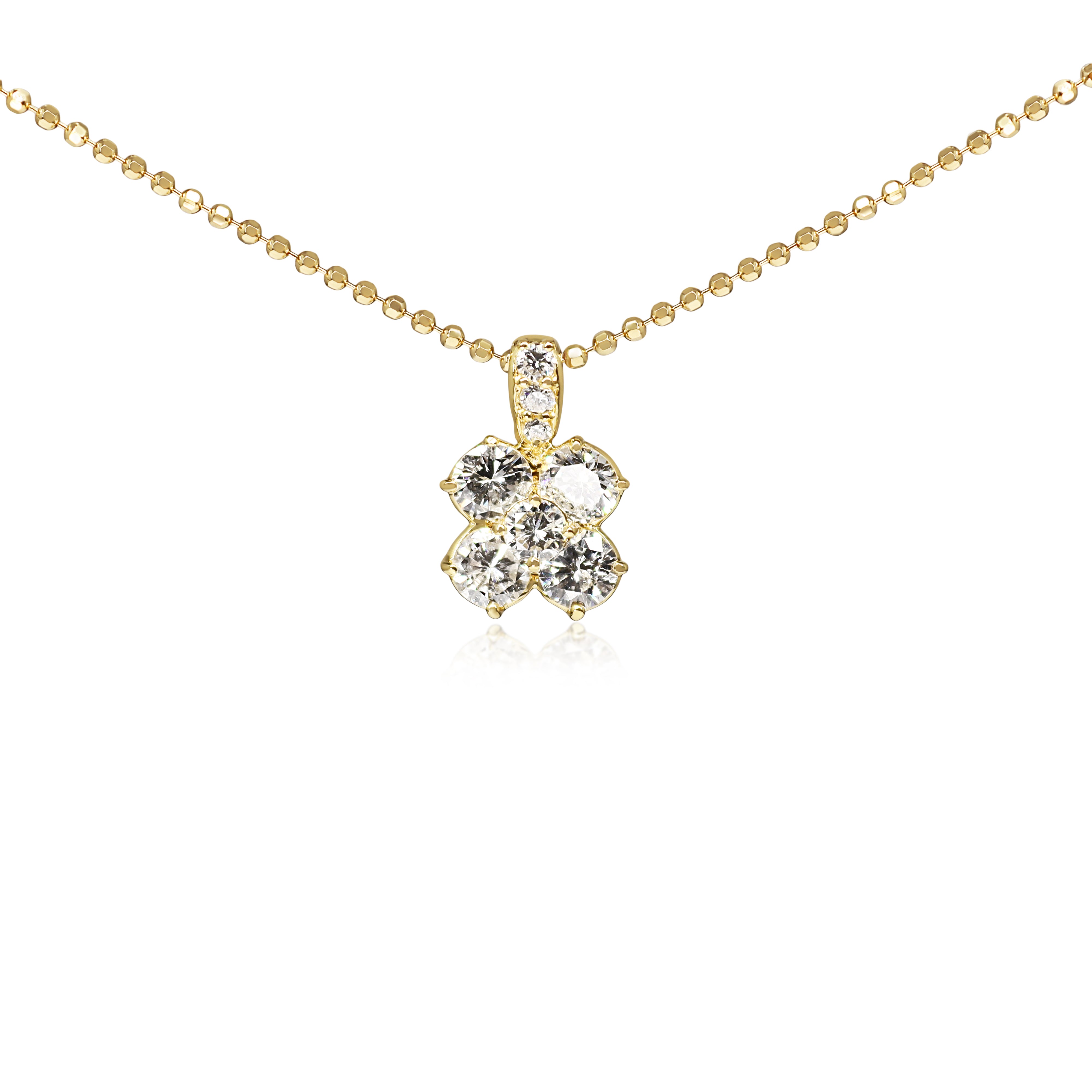 18ct Yellow Gold Clover Style Diamond Necklace
