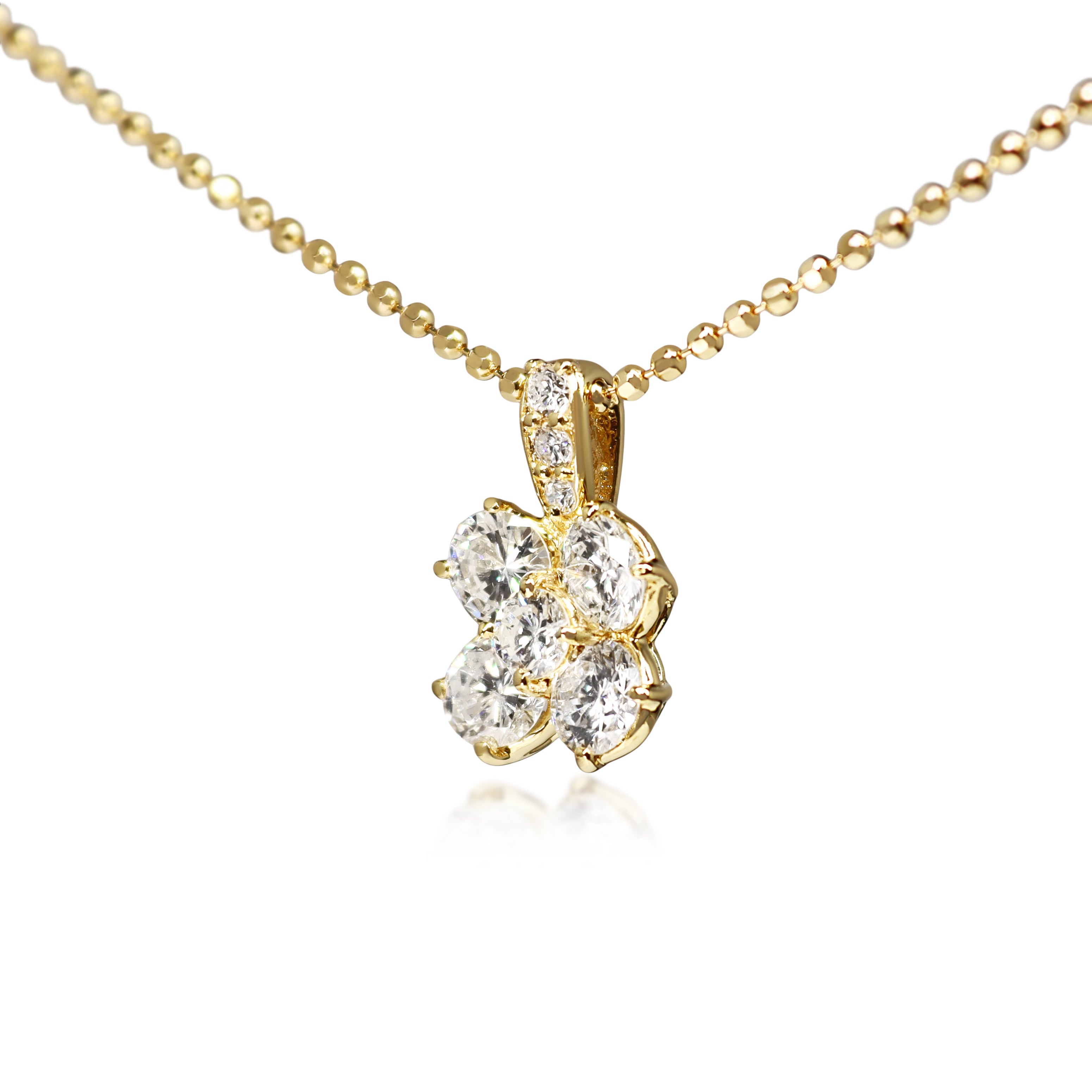 18ct Yellow Gold Clover Style Diamond Necklace