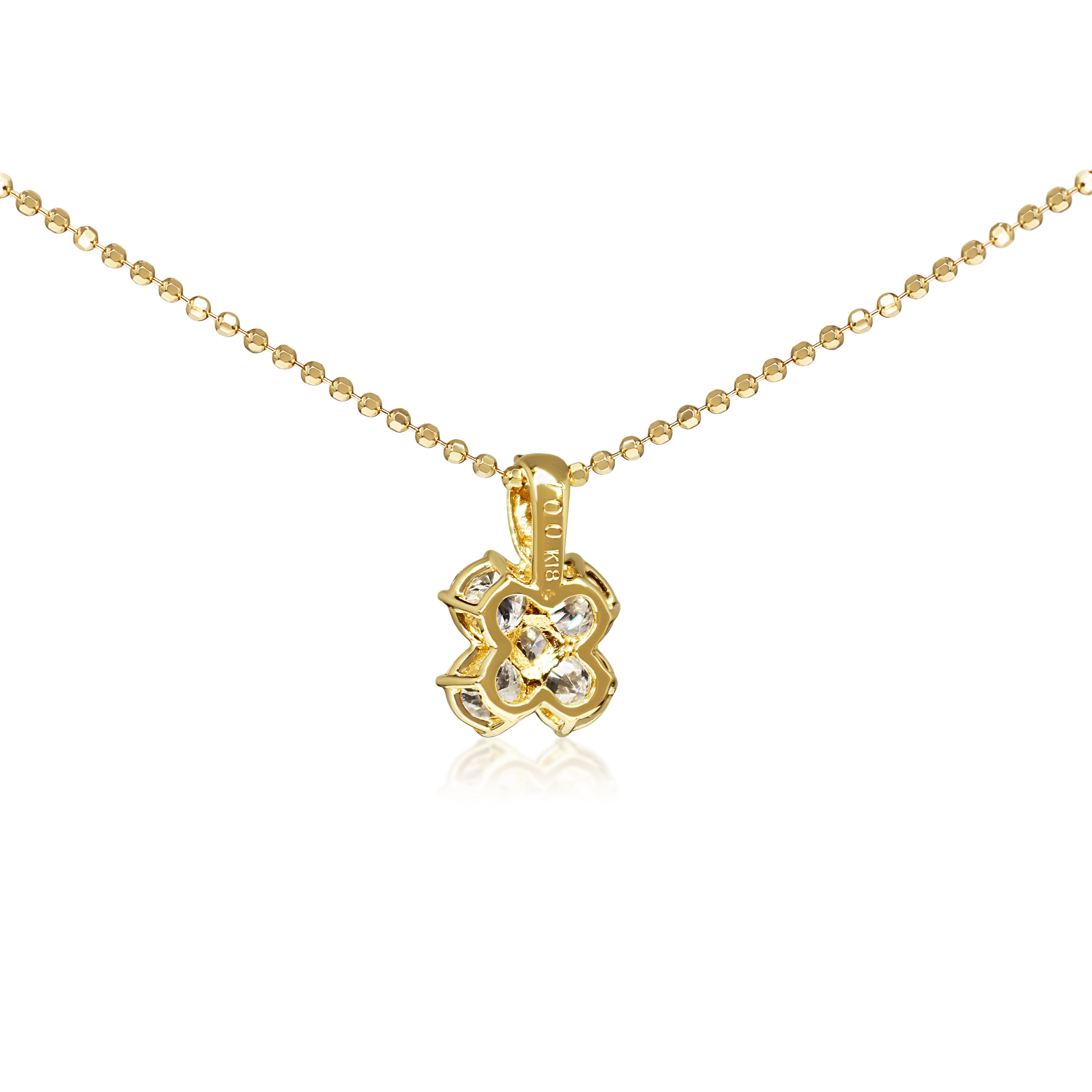 18ct Yellow Gold Clover Style Diamond Necklace