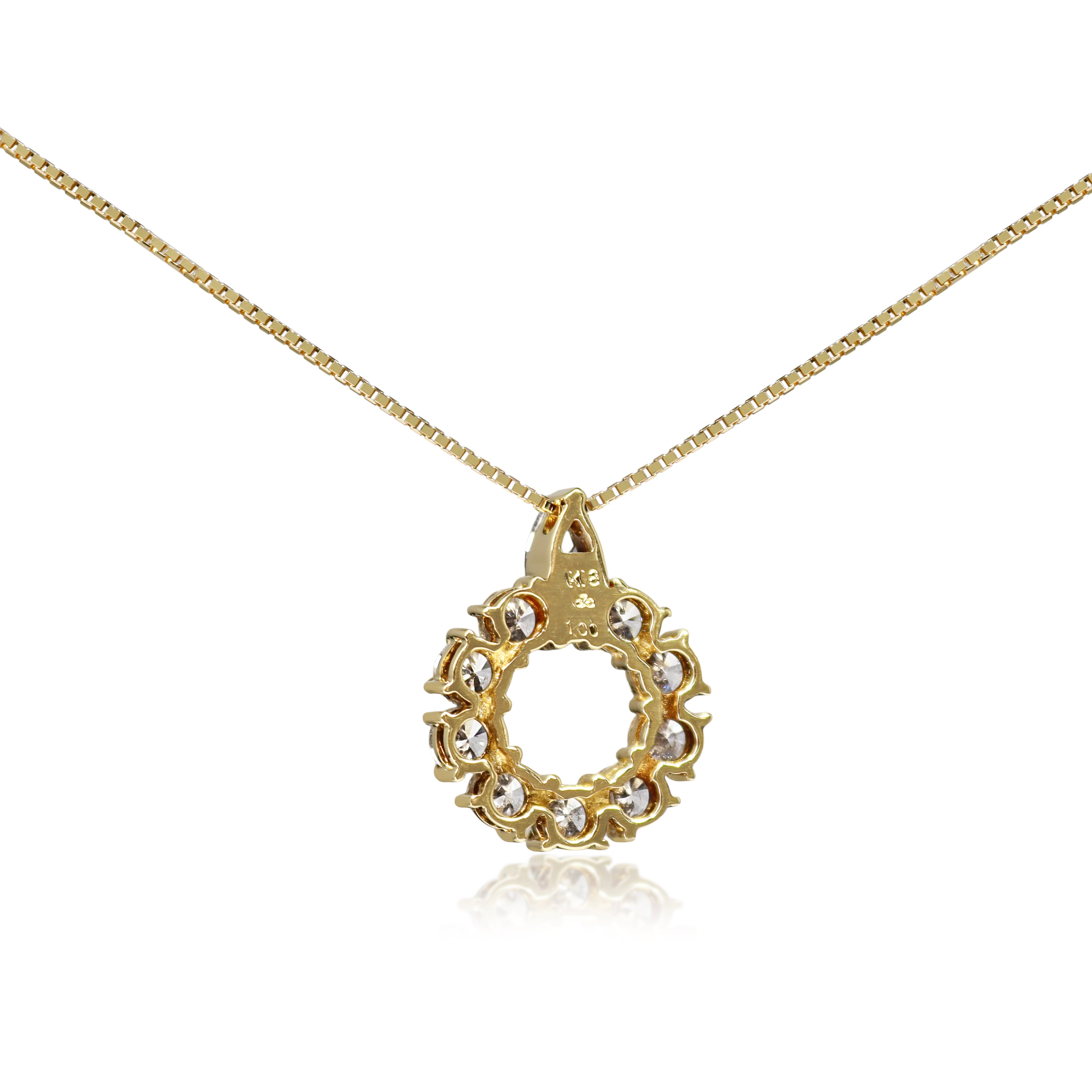 18ct Yellow Gold Round and Marquise Diamond Circle Necklace