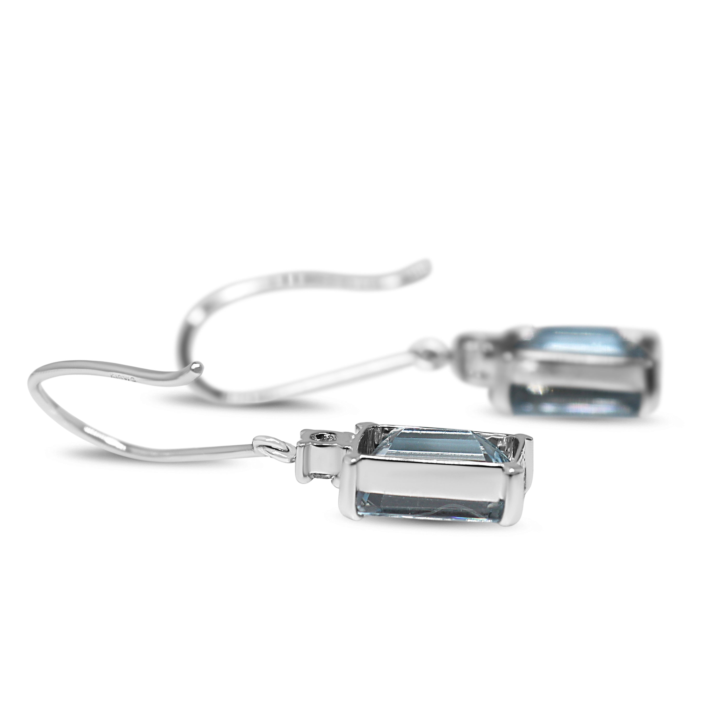18ct White Gold Aquamarine and Diamond Drop Earrings