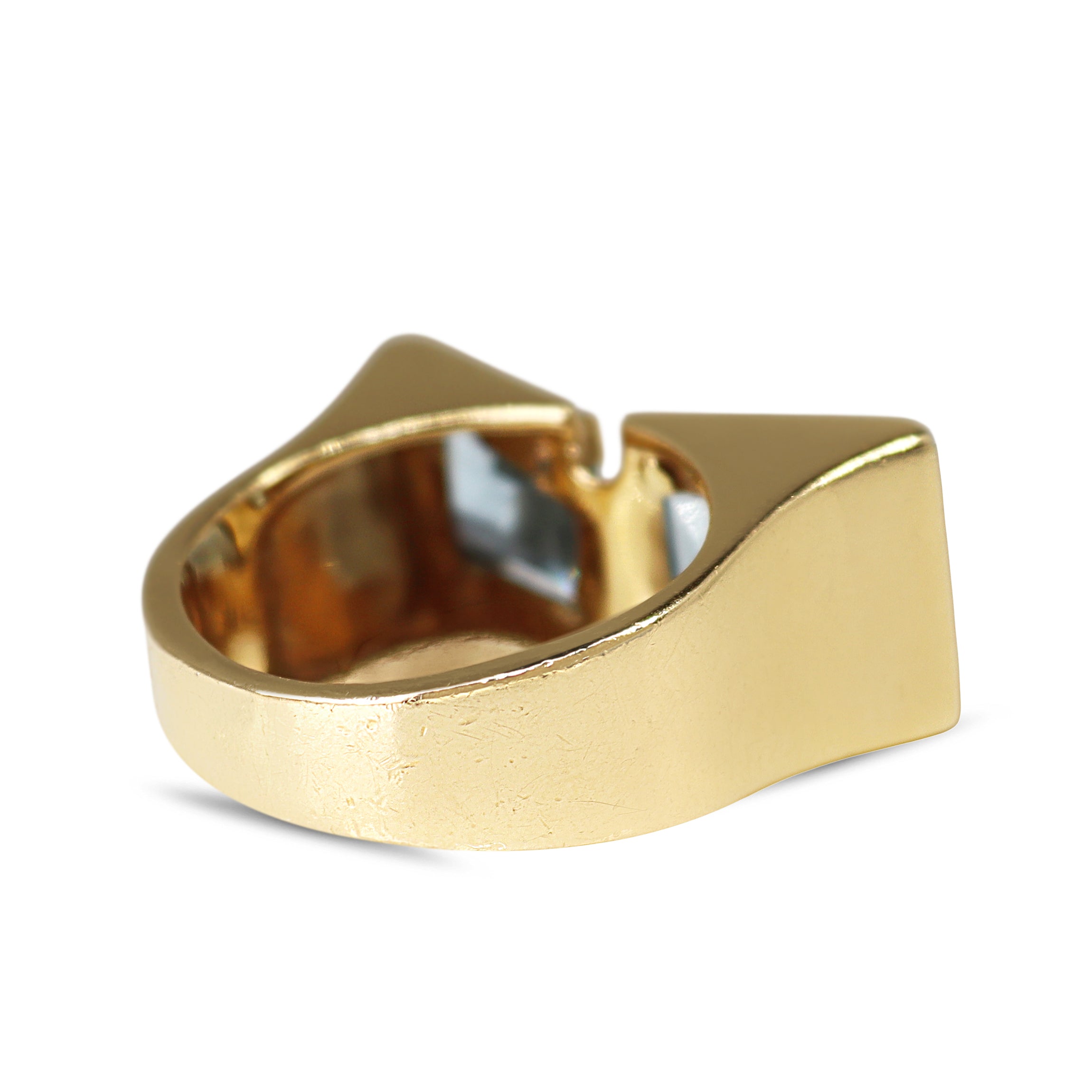 14ct Yellow Gold Art Deco / Retro Aquamarine Cocktail Ring