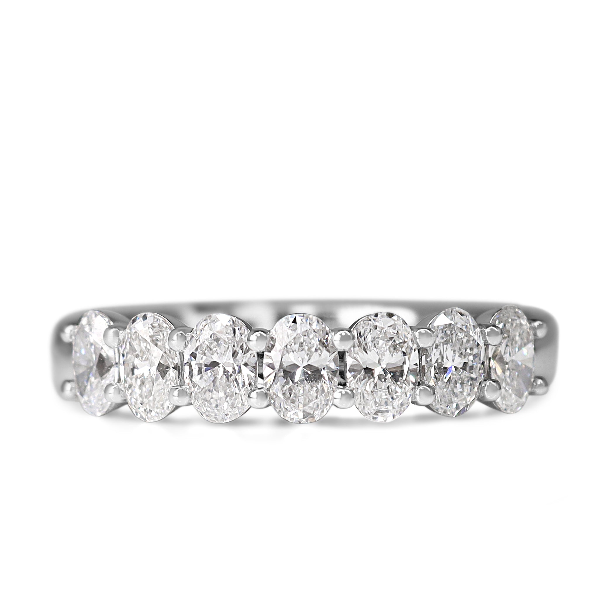 9ct White Gold 7 Stone Oval Lab Grown 1.08ct Diamond Band Ring