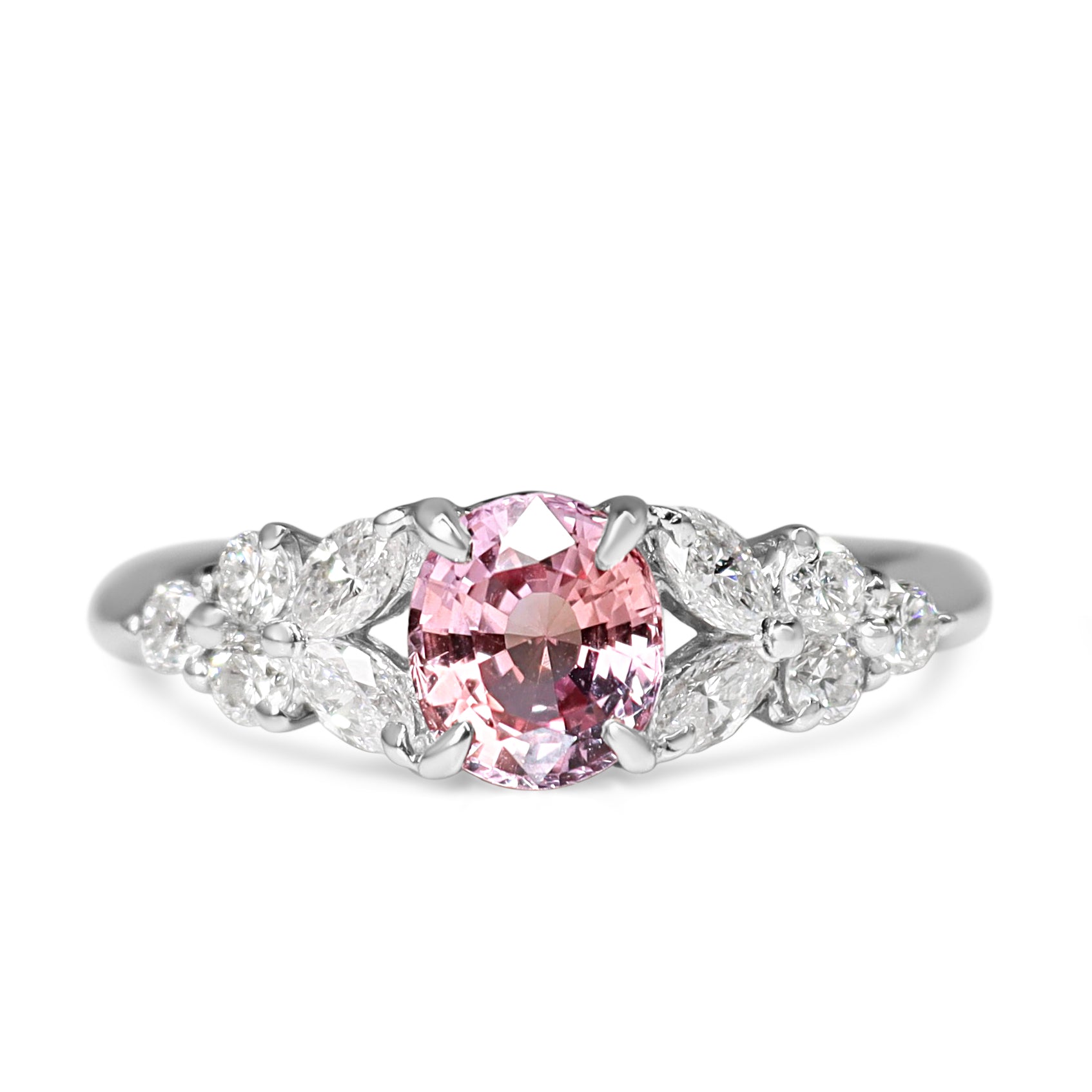 Platinum Pink Sapphire and Diamond Ring