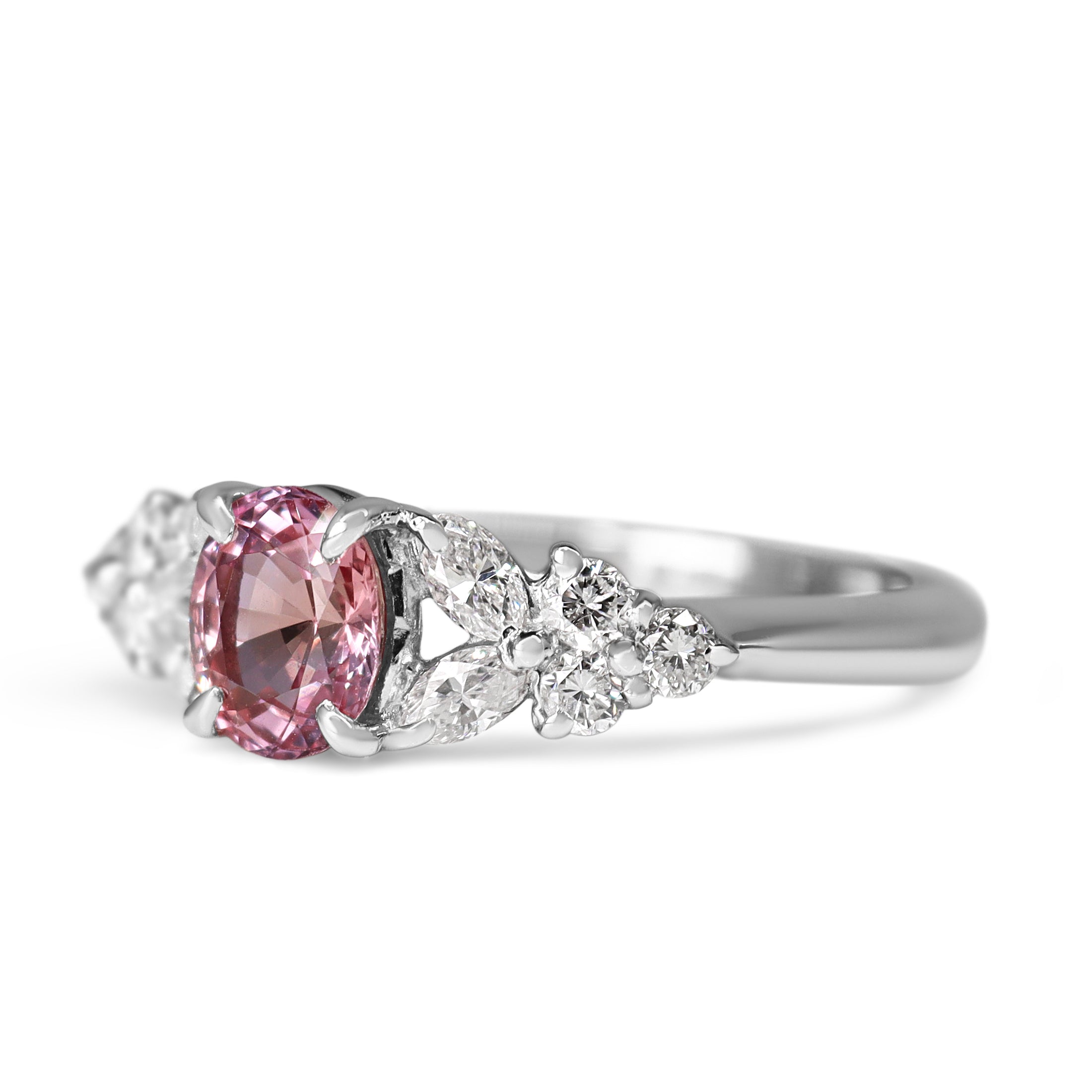Platinum Pink Sapphire and Diamond Ring