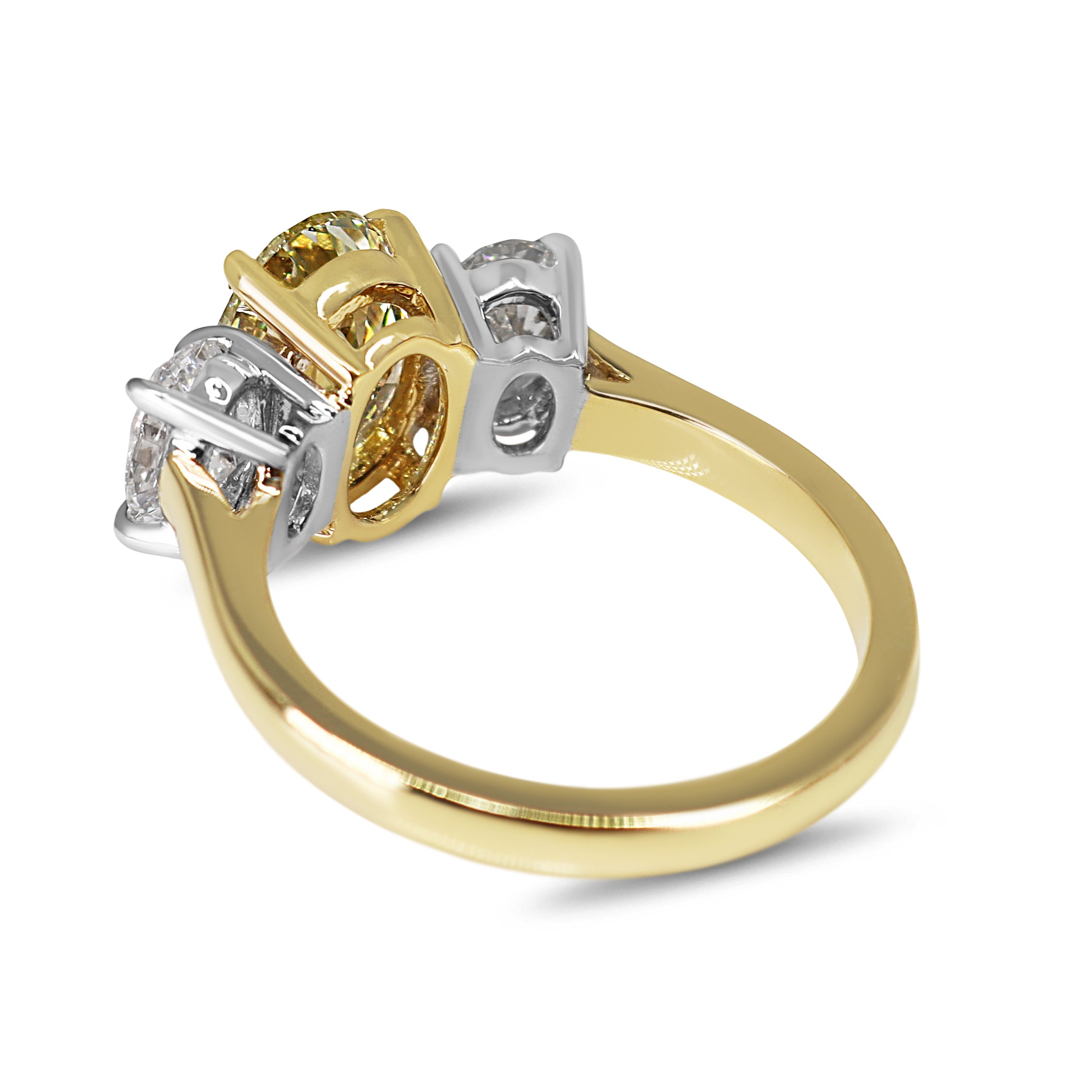 18ct Yellow and White Gold Lab Grown Yellow and White Diamond 3 Stone Ring