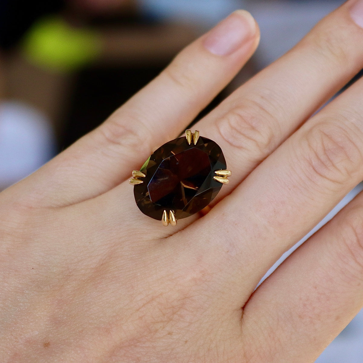 14ct Yellow Quartz Cocktail Ring