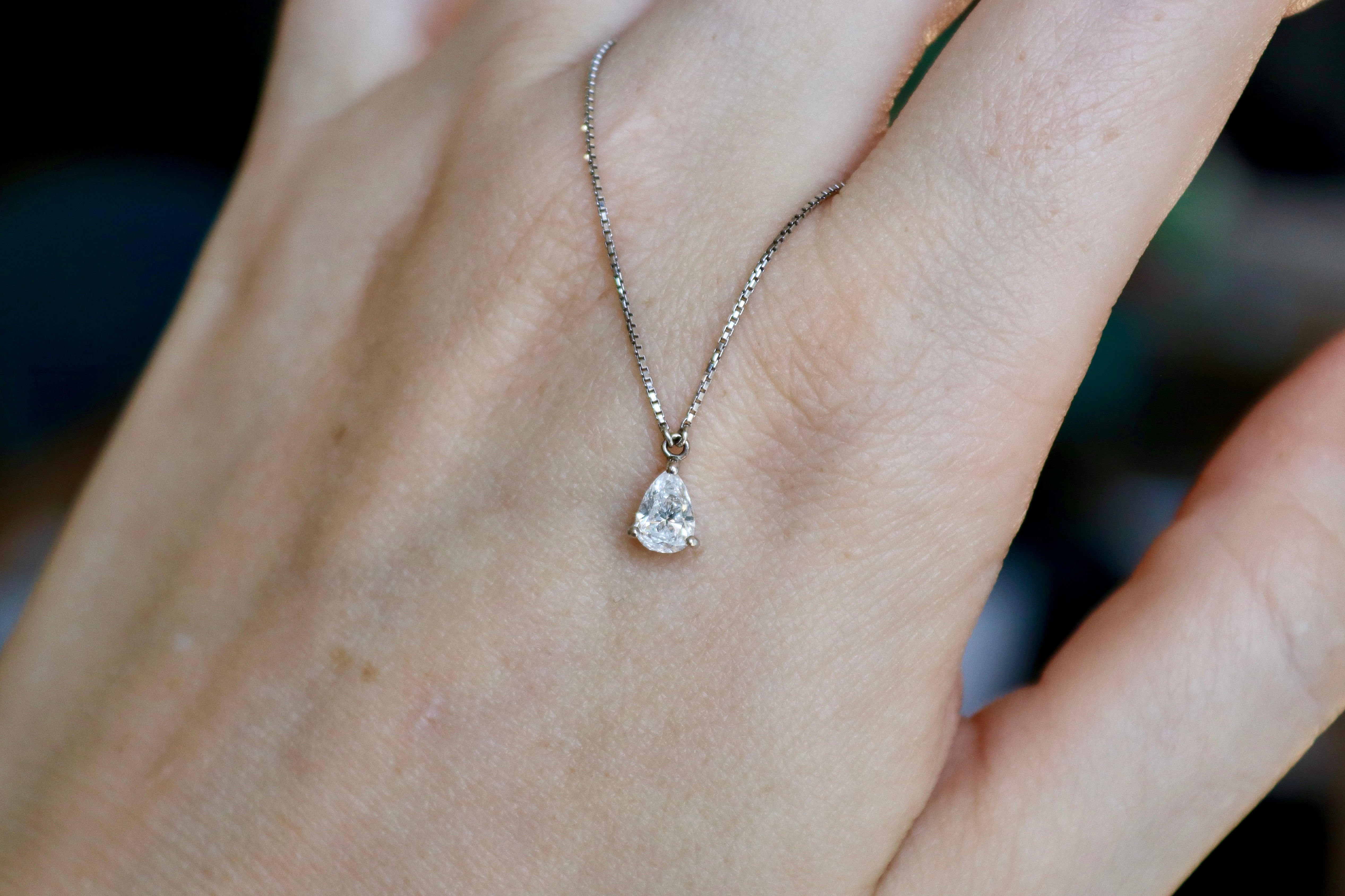 Platinum Pear Shaped Diamond Solitaire Necklace