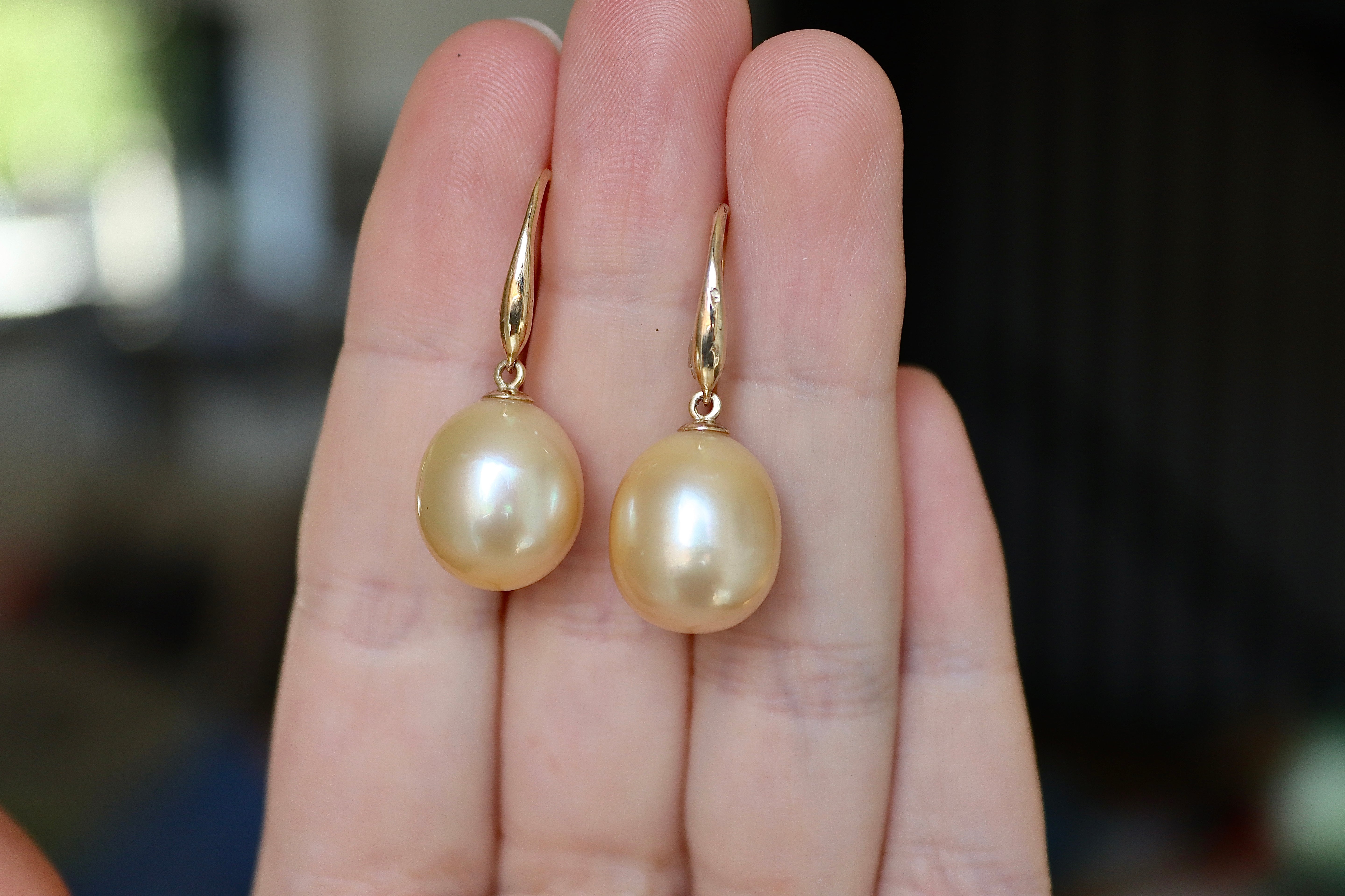 9ct Yellow Gold 13mm Golden South Sea Pearl Earrings