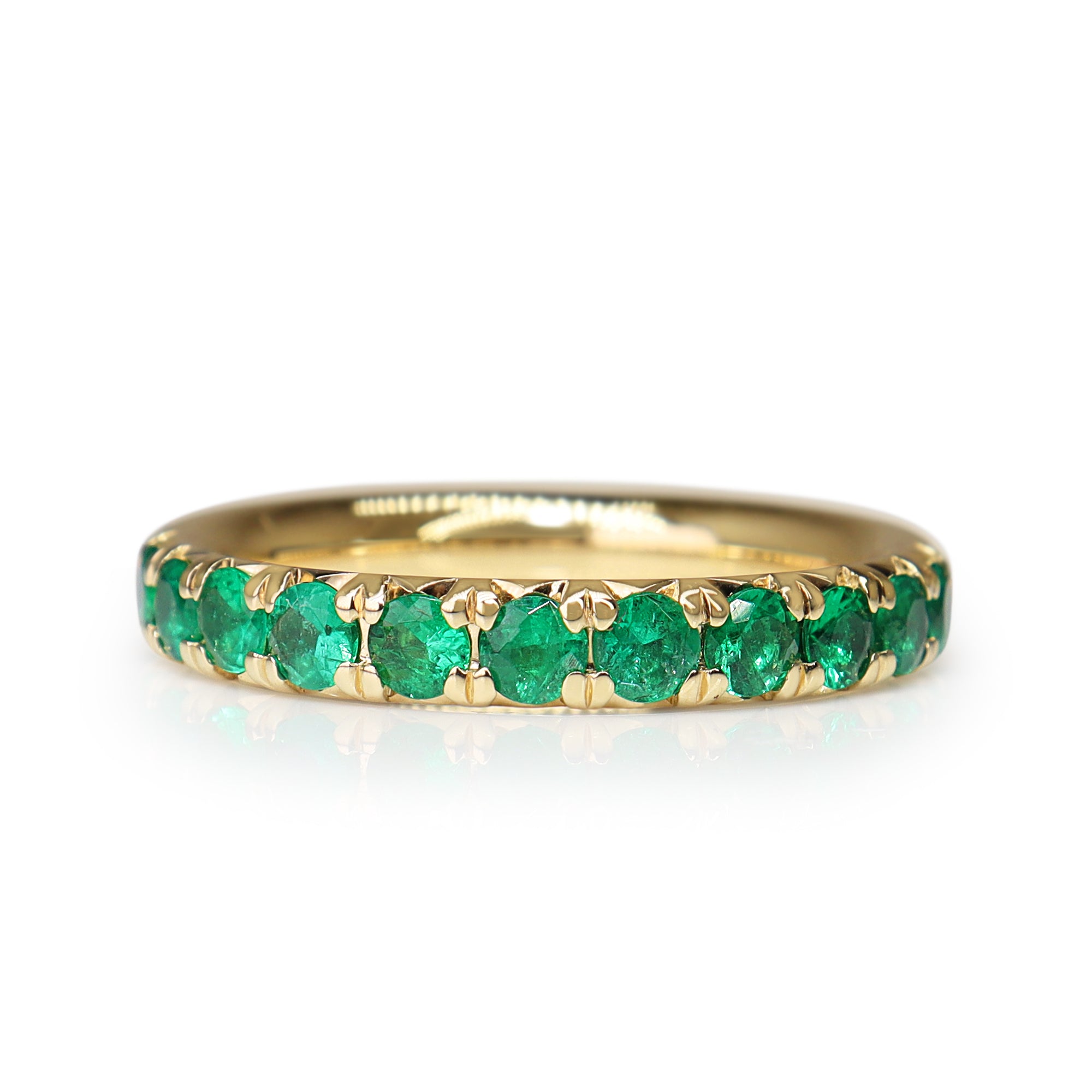 18ct Yellow Gold Claw Set Emerald Band Ring