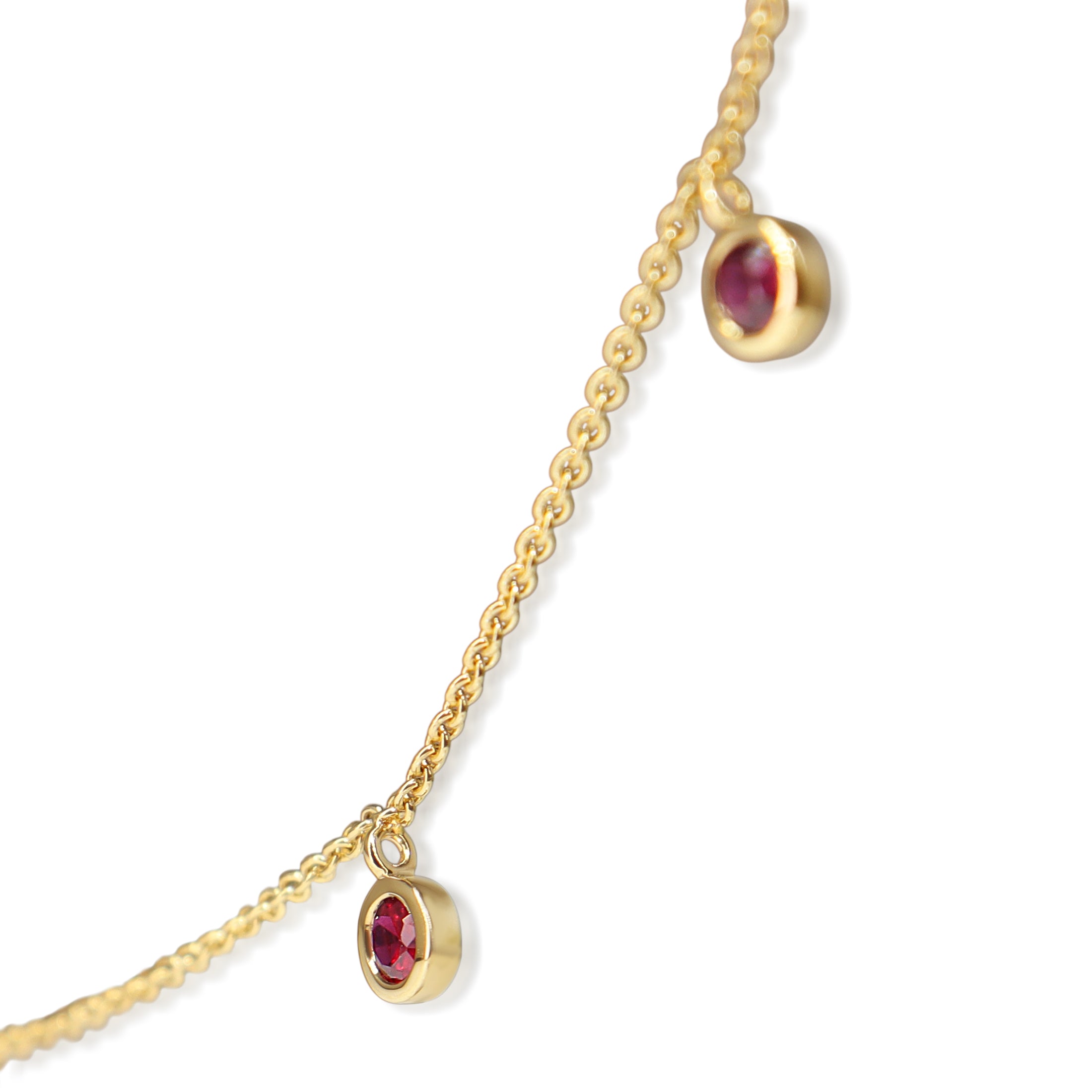 18ct Yellow Gold Ruby Bezel Necklace