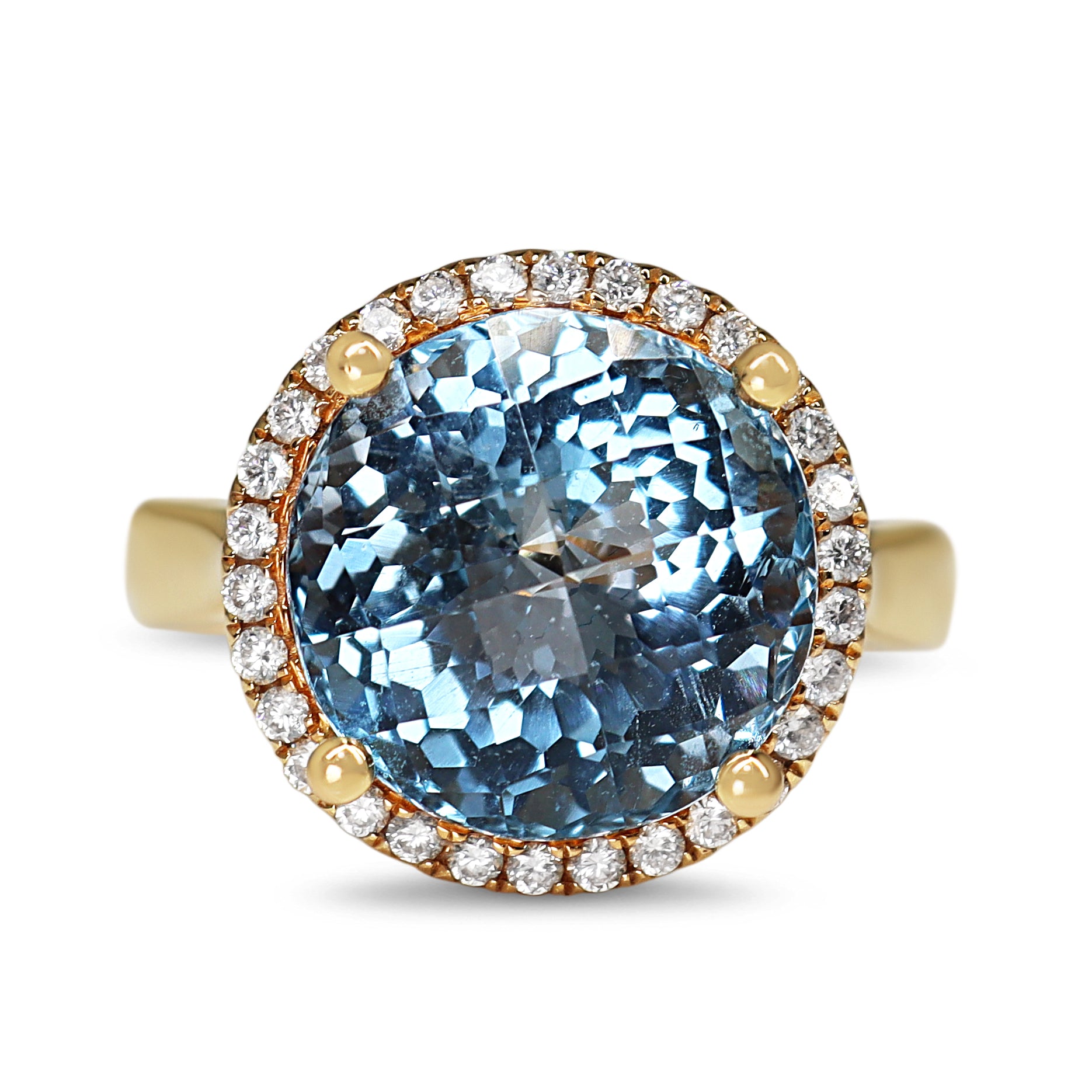 18ct Yellow Gold Topaz and Diamond Halo Ring