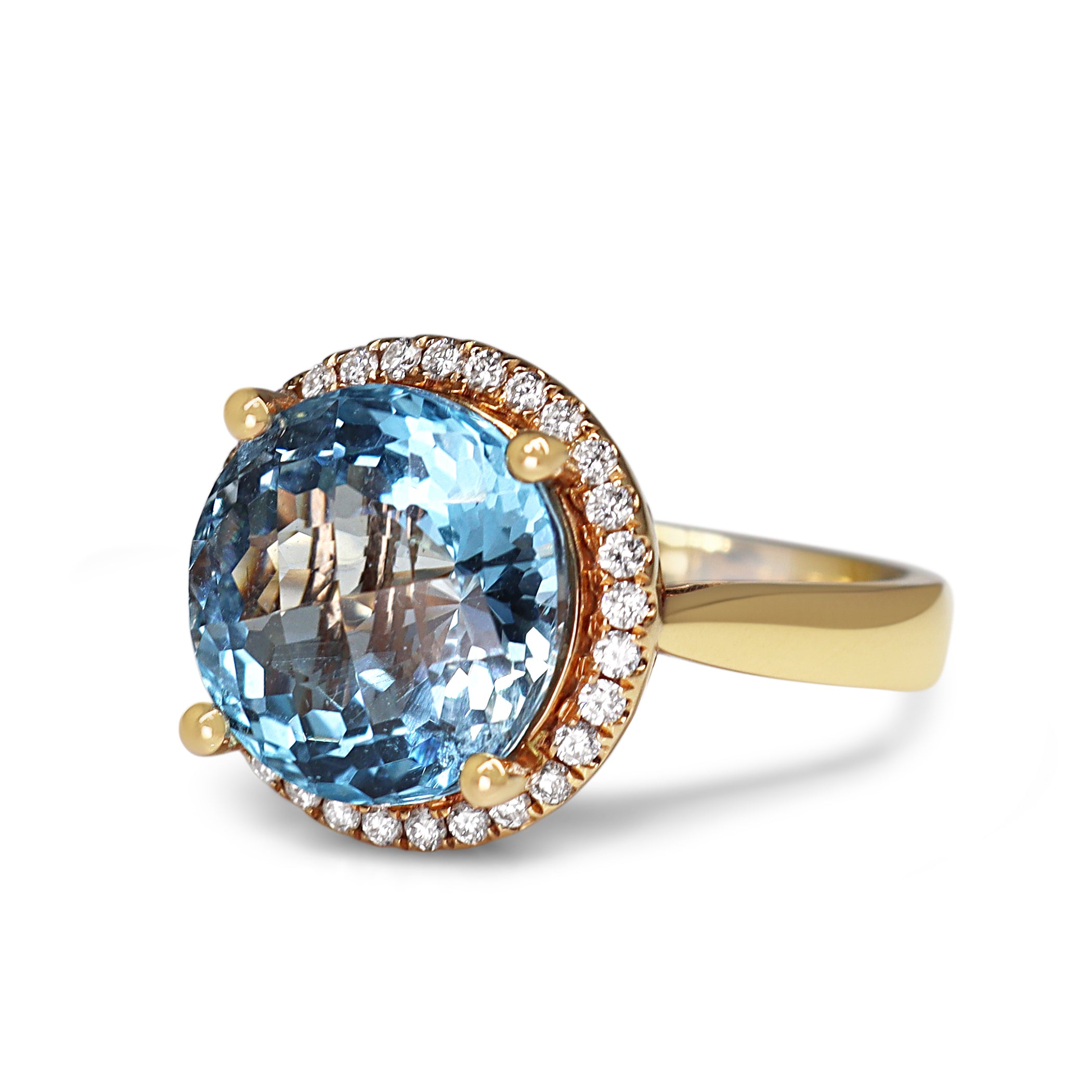 18ct Yellow Gold Topaz and Diamond Halo Ring