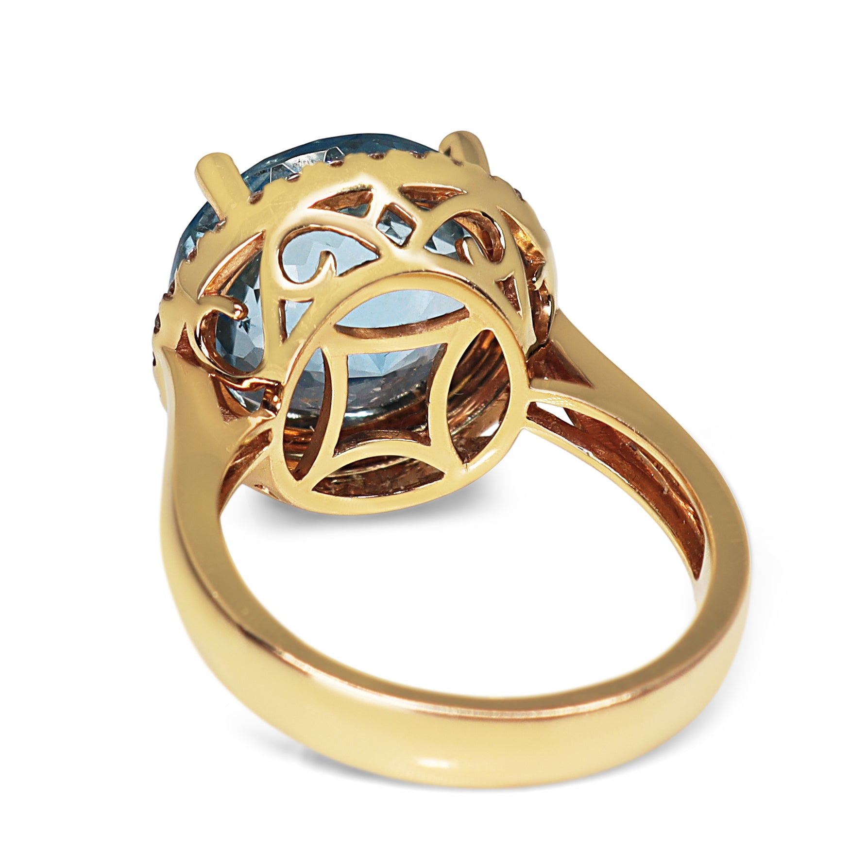 18ct Yellow Gold Topaz and Diamond Halo Ring