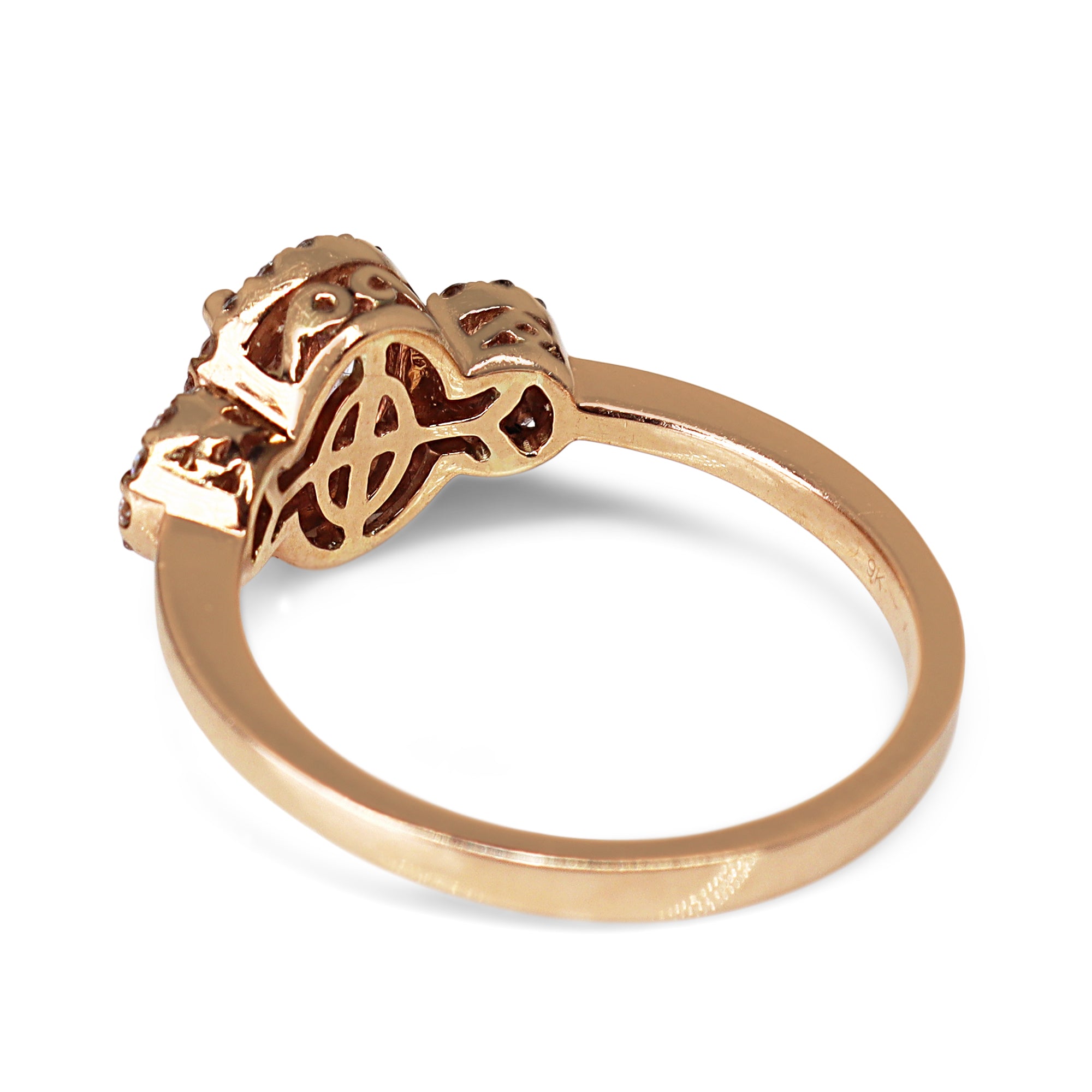 9ct Rose Gold Morganite and Diamond Halo Ring