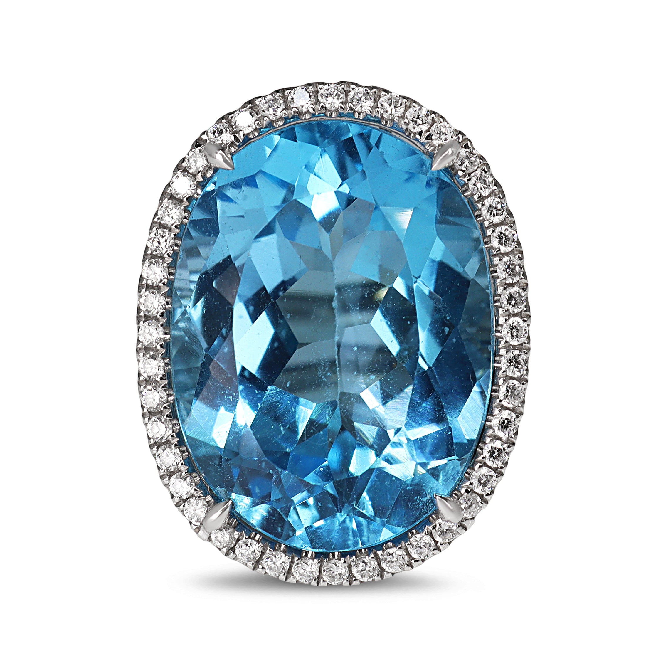 18ct White Gold Topaz and Diamond Halo Cocktail Ring