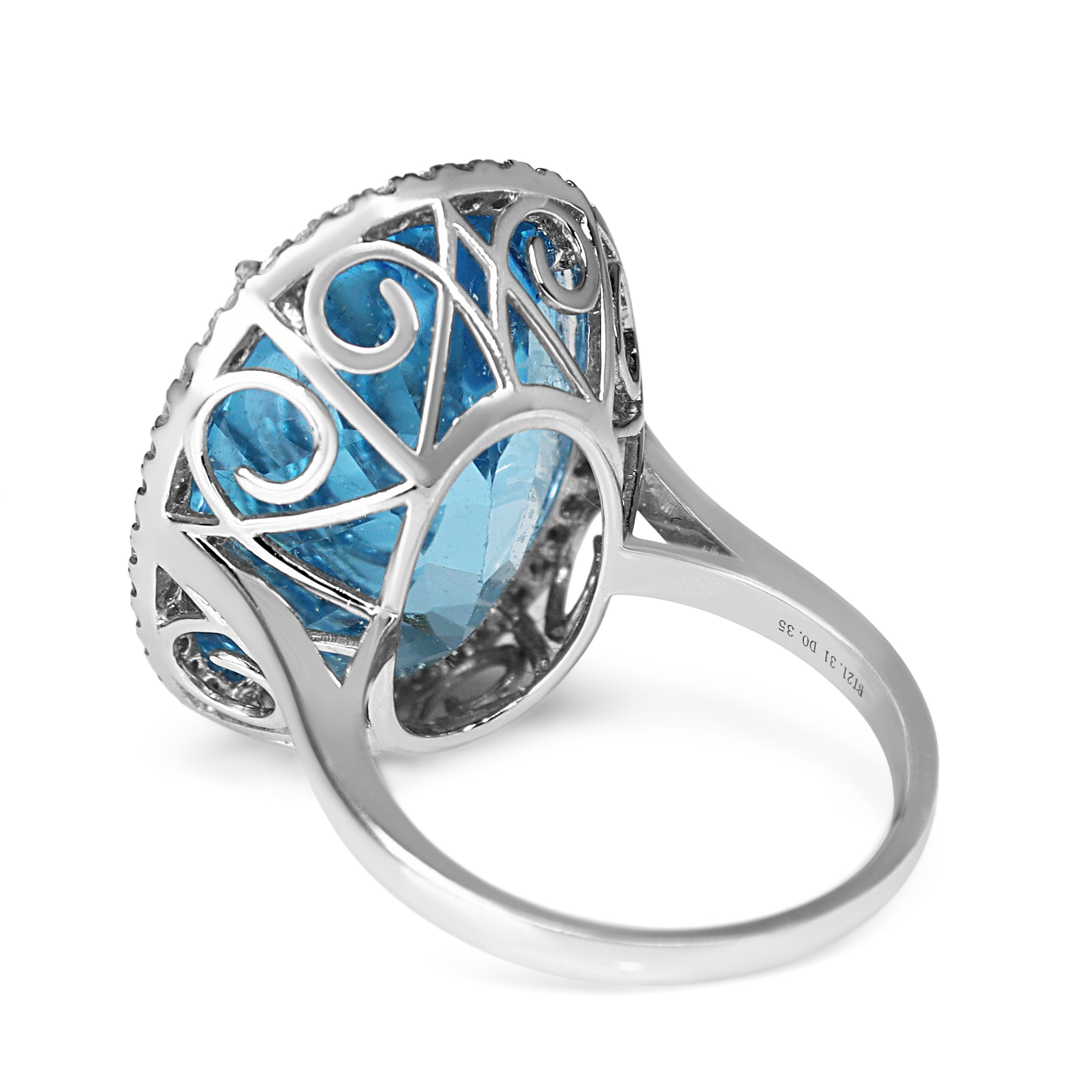 18ct White Gold Topaz and Diamond Halo Cocktail Ring