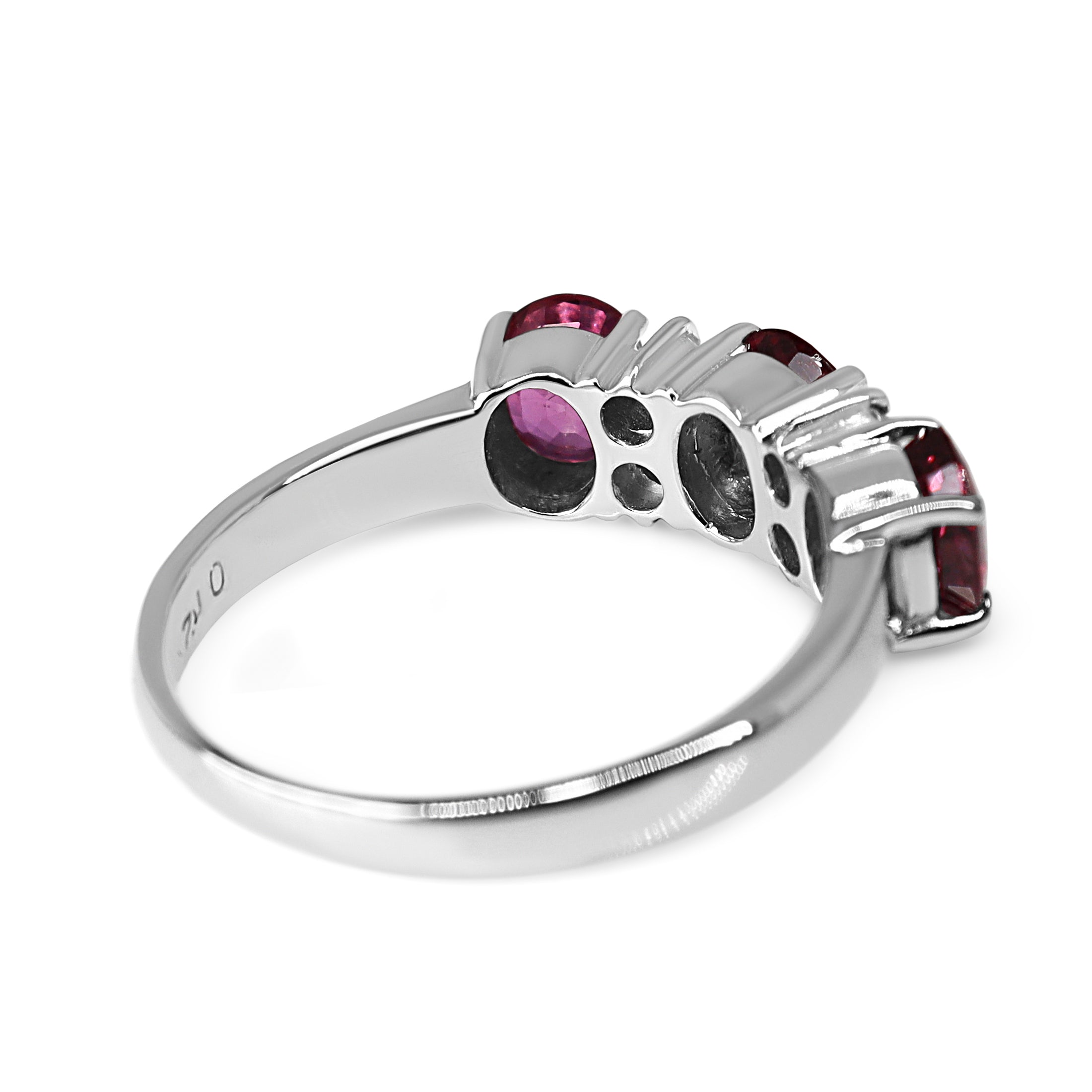 Platinum Ruby 3 Stone and Diamond Ring