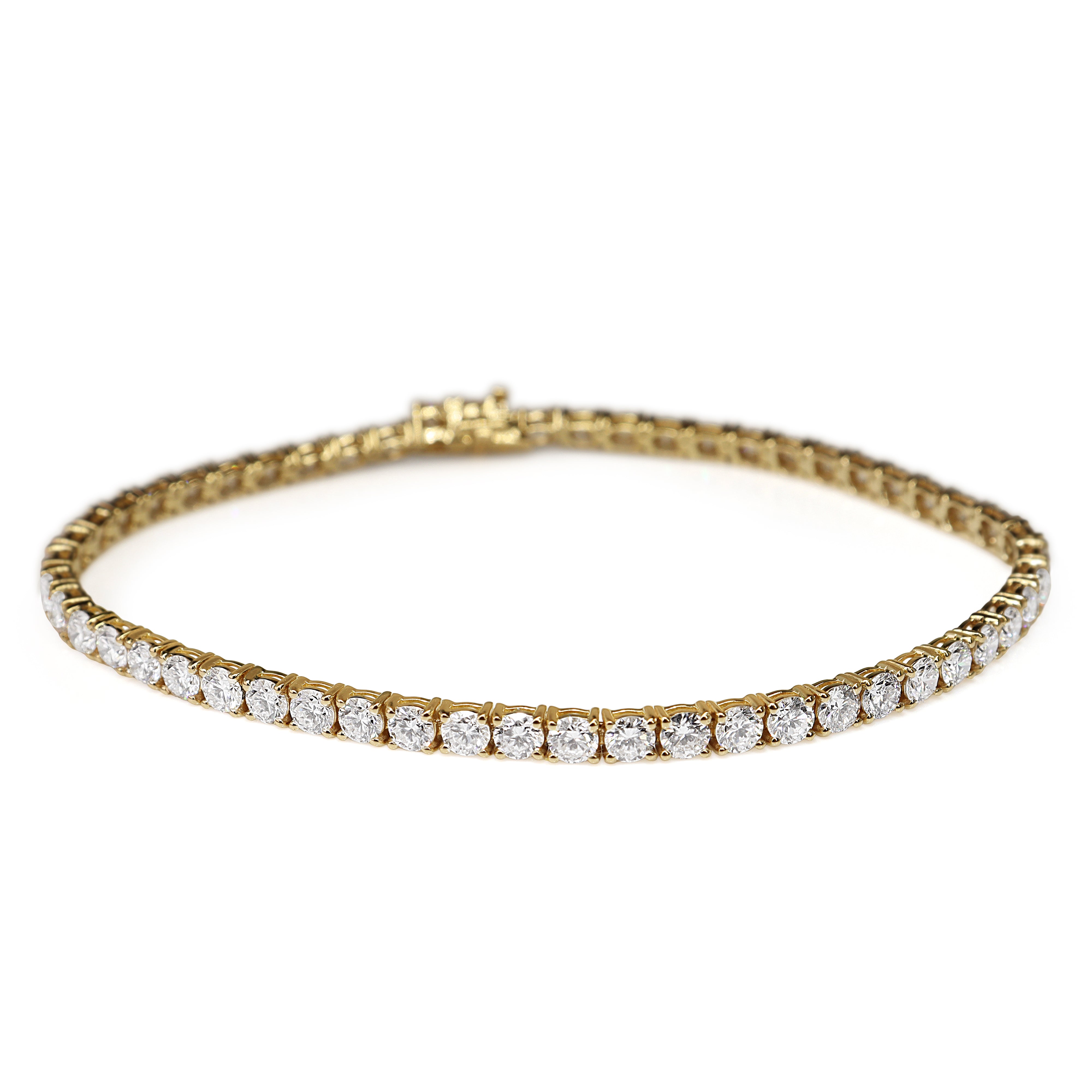 14ct Yellow Gold 6.45ct Lab Grown Diamond Tennis Bracelet