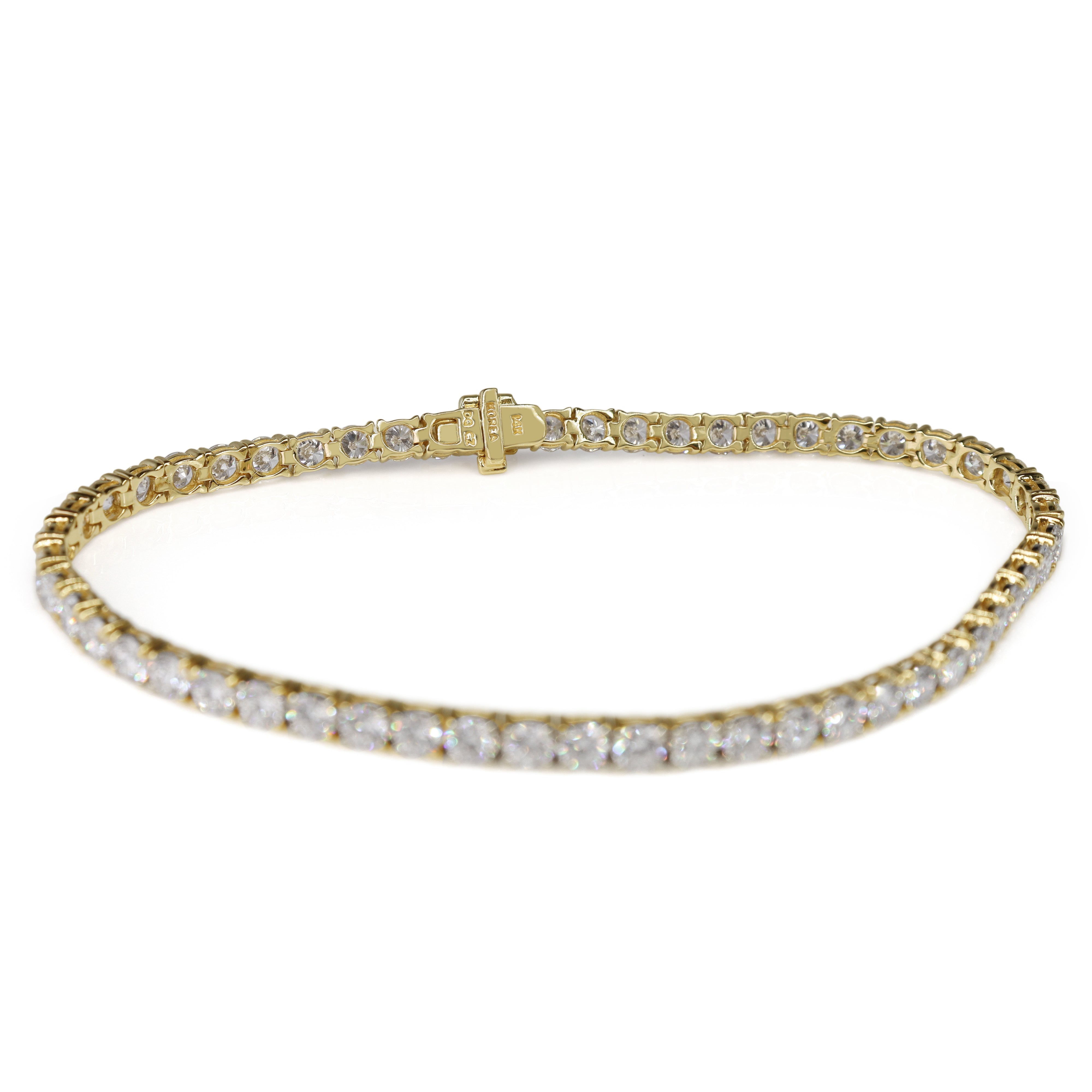 14ct Yellow Gold 6.45ct Lab Grown Diamond Tennis Bracelet