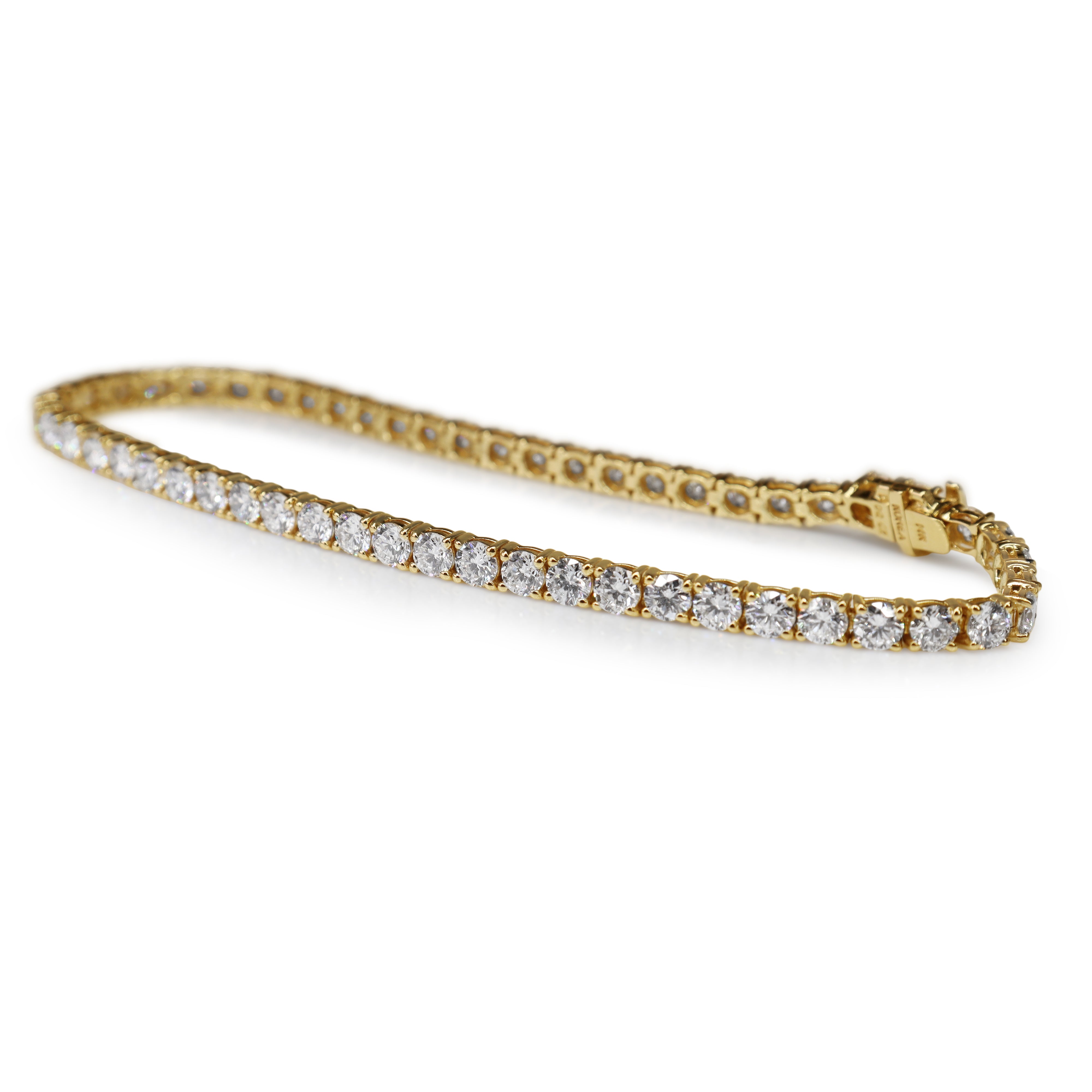 14ct Yellow Gold 6.45ct Lab Grown Diamond Tennis Bracelet