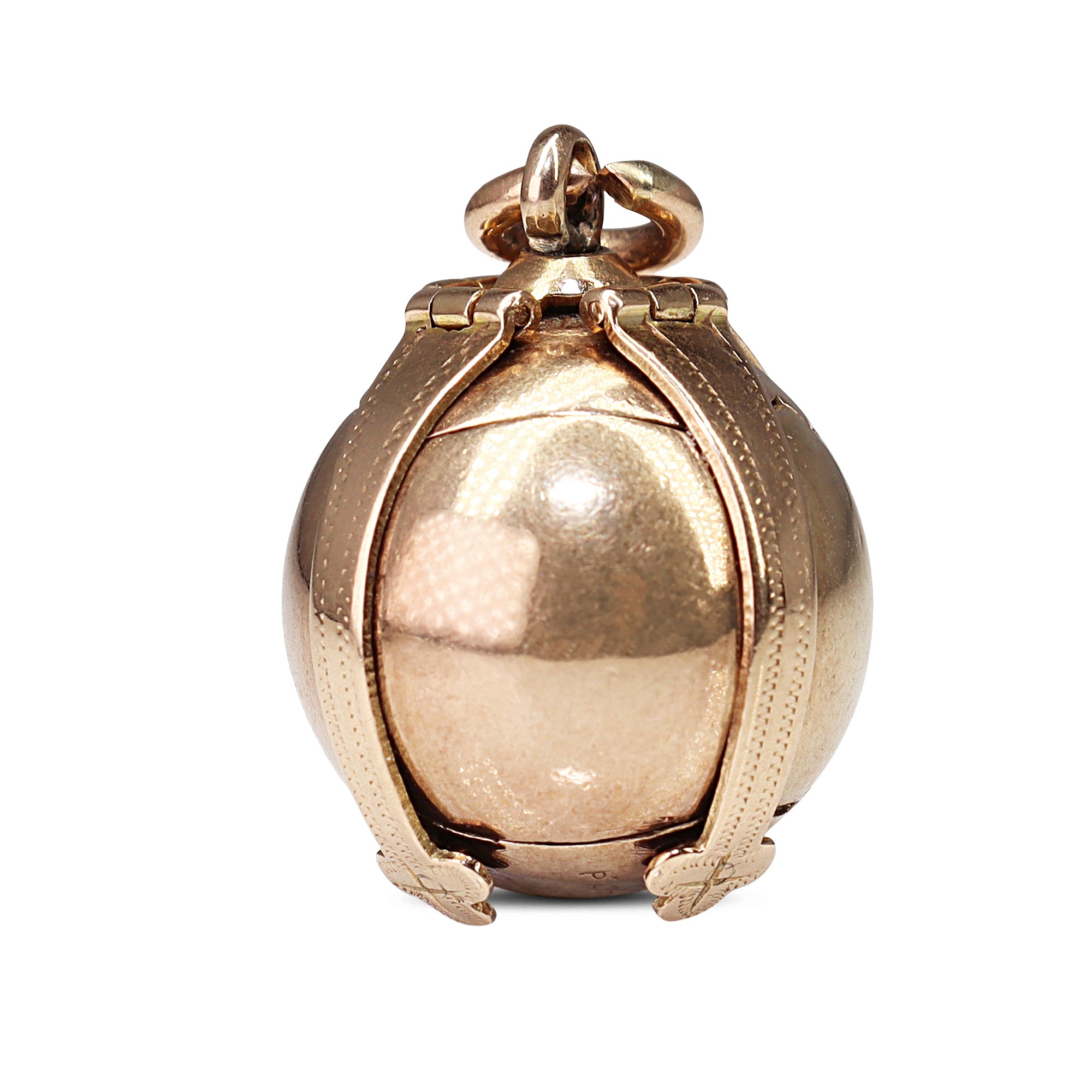9ct Rose Gold and Silver Antique Masonic Ball Pendant / Charm