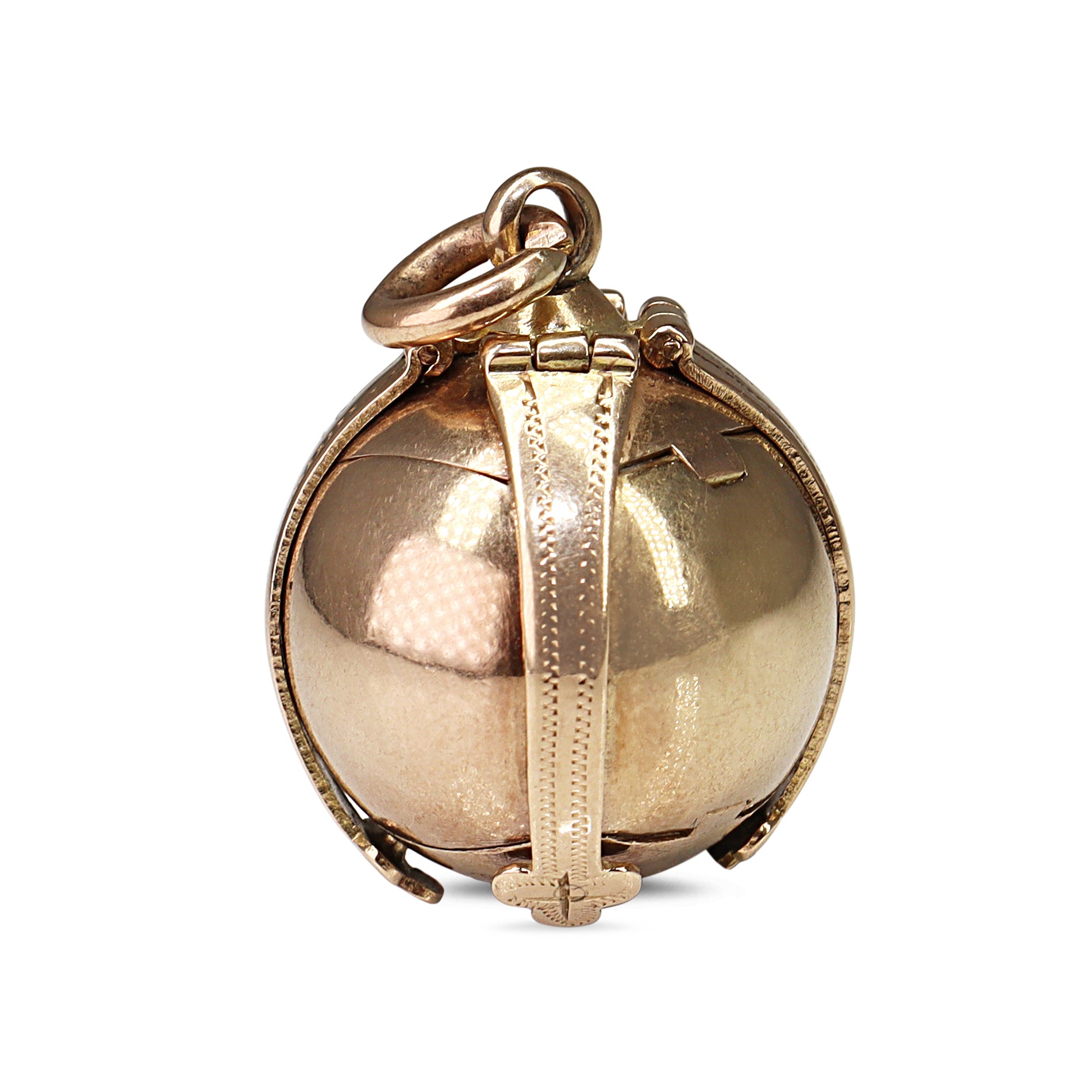 9ct Rose Gold and Silver Antique Masonic Ball Pendant / Charm