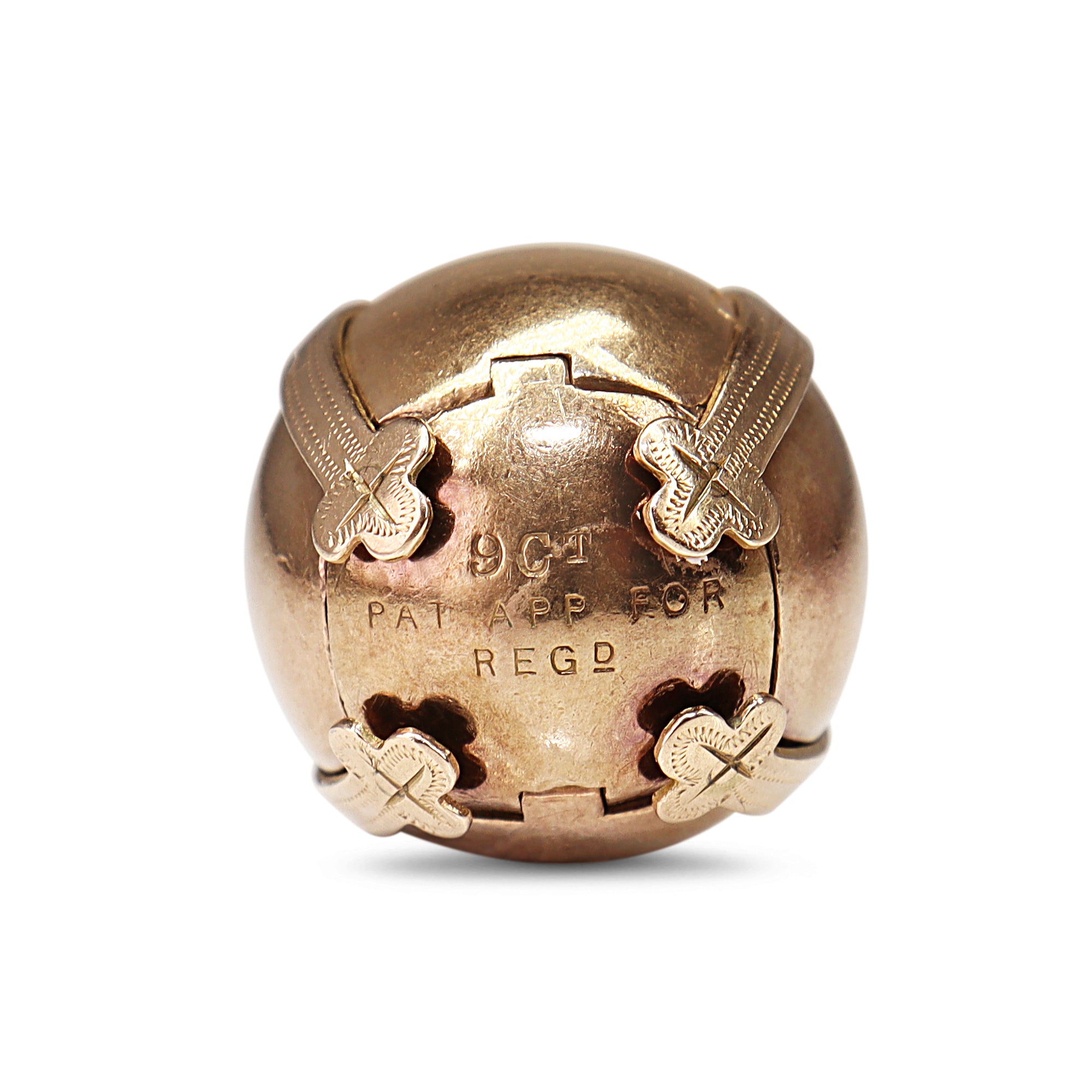 9ct Rose Gold and Silver Antique Masonic Ball Pendant / Charm