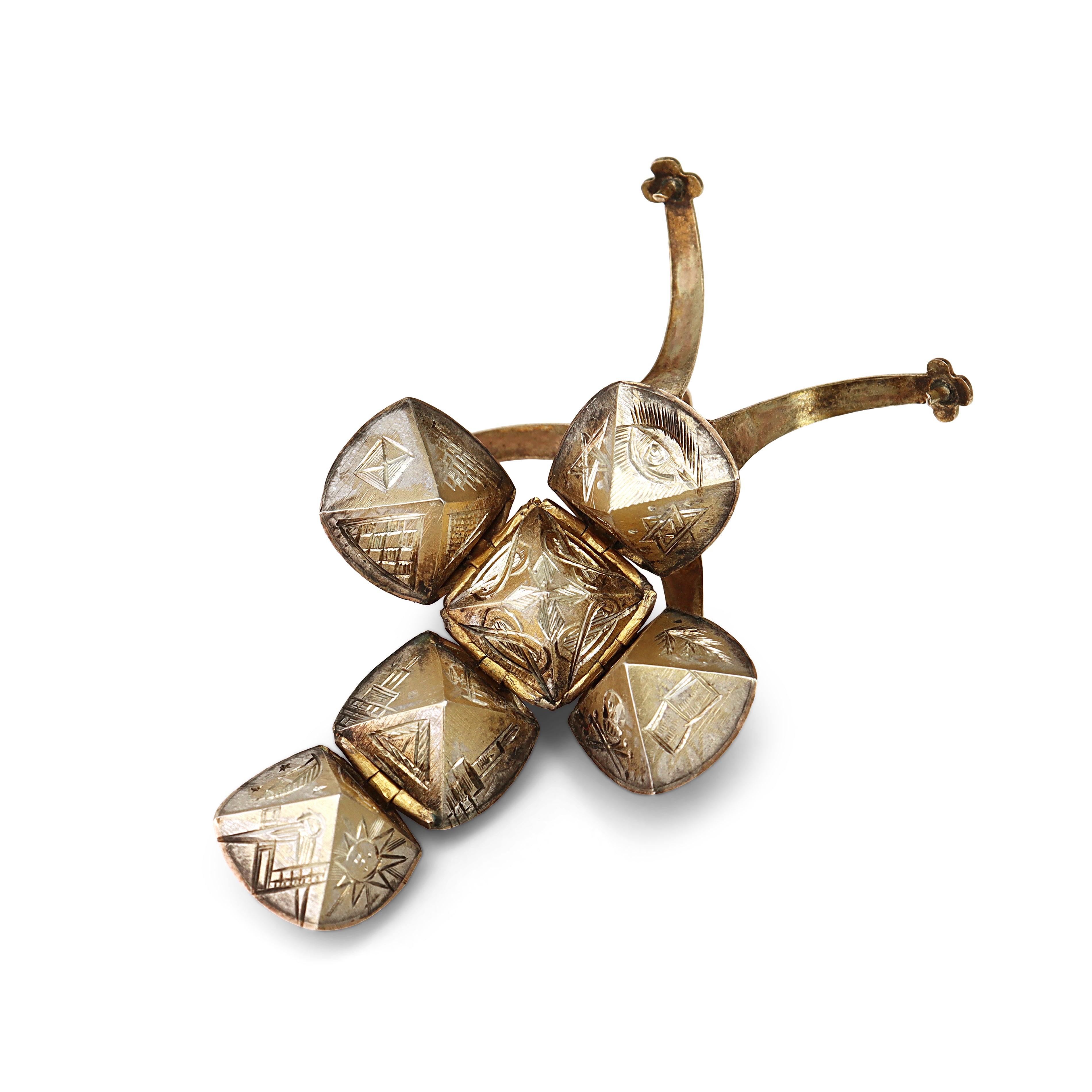 9ct Rose Gold and Silver Antique Masonic Ball Pendant / Charm