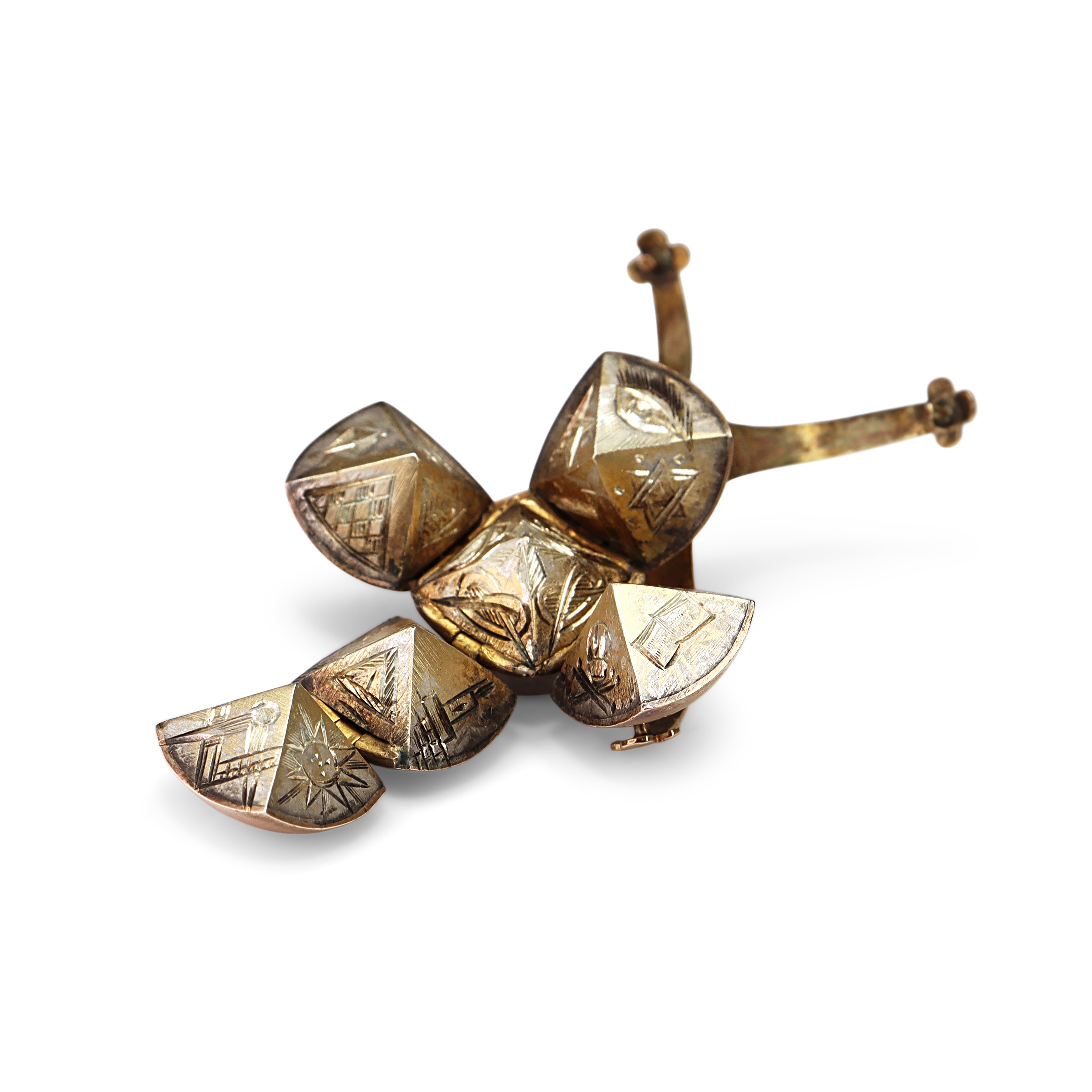 9ct Rose Gold and Silver Antique Masonic Ball Pendant / Charm