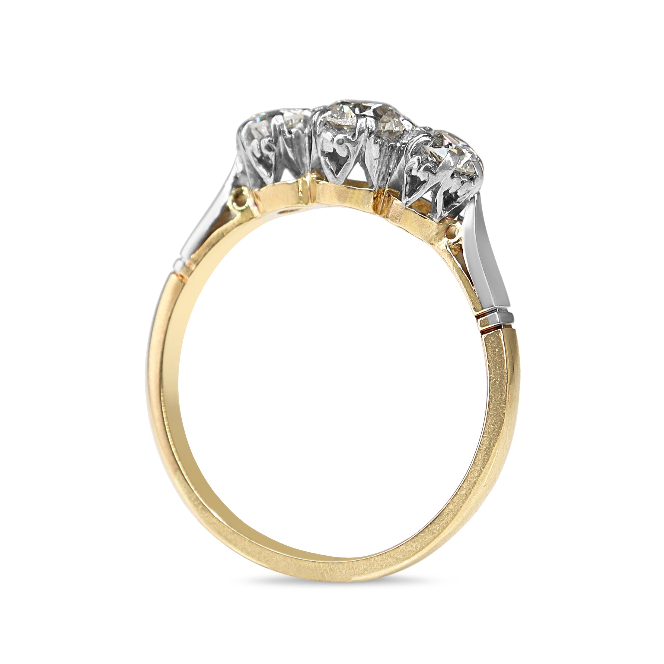 18ct and Platinum Antique Old Cut 3 Stone Diamond Ring
