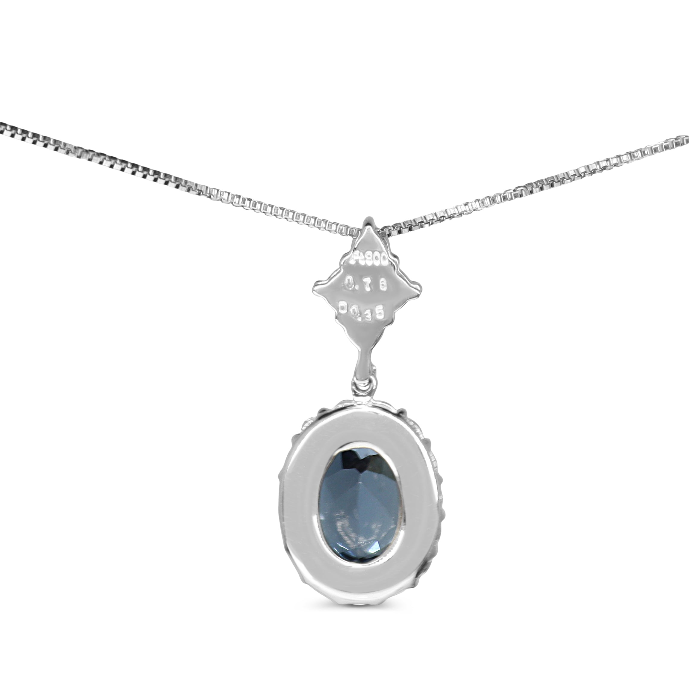 Platinum Aquamarine and Diamond Halo Necklace