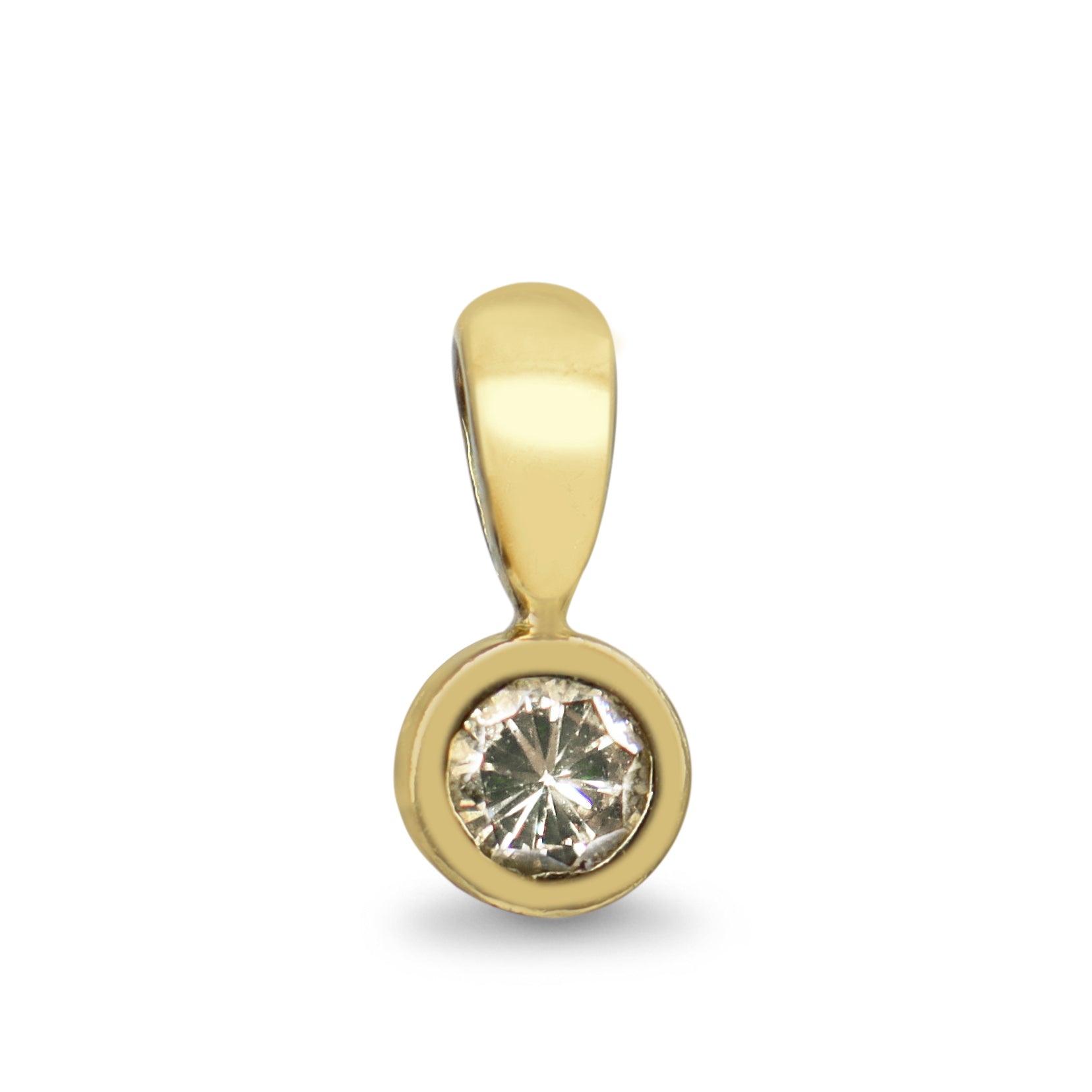 18ct Yellow Gold Champagne Bezel Solitaire Diamond Pendant